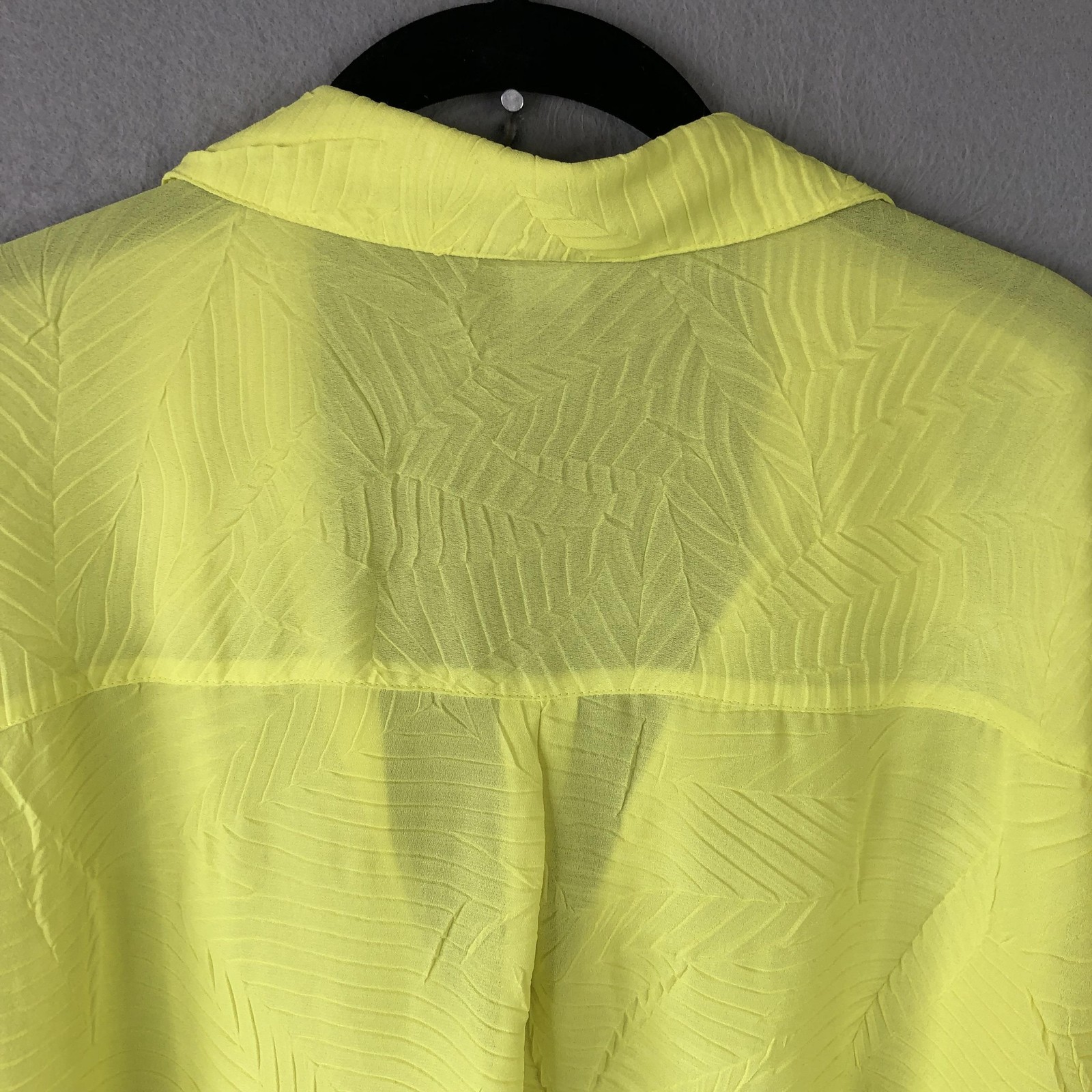 Neon Yellow Shirt Womens 2X Yellow Button Front Blouse Tunic Bold Summer