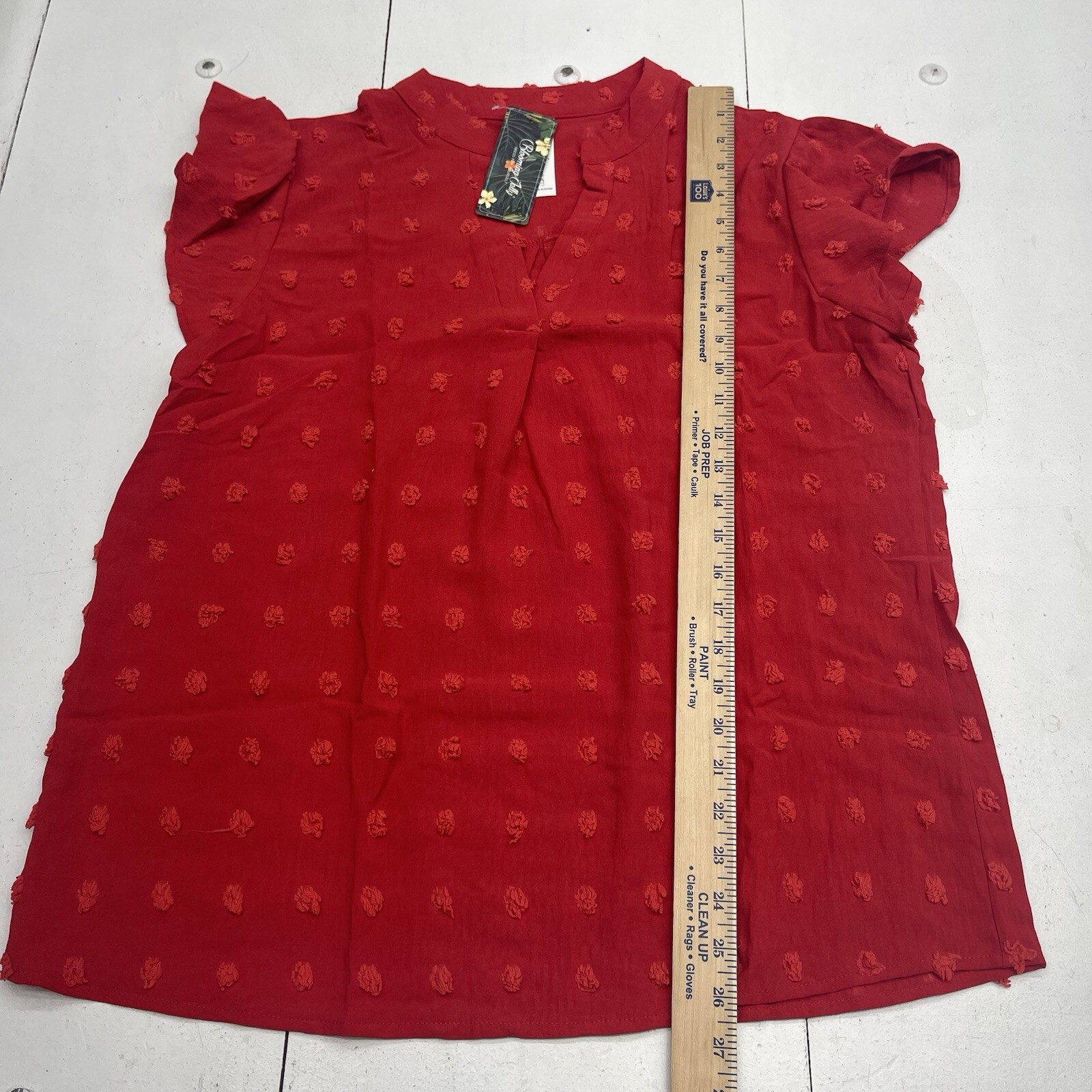 Blooming Jelly Red Textured V Neck Ruffle Sleeve Blouse Women’s Size XL