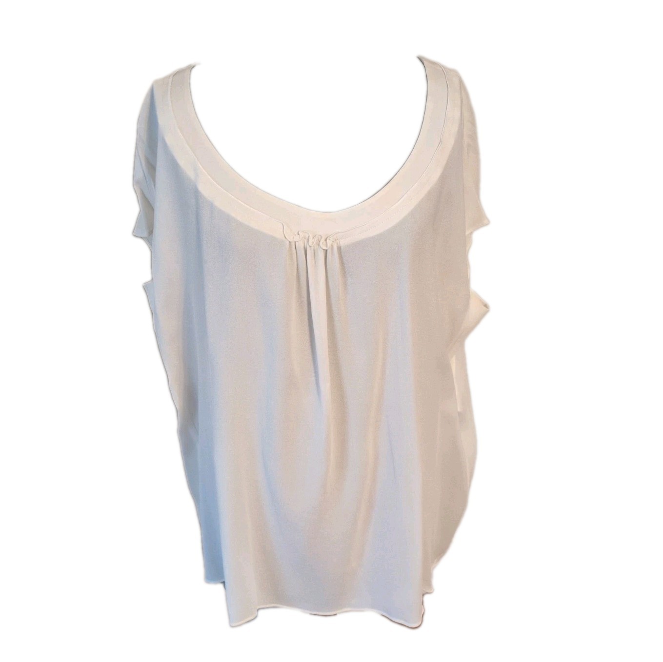 Escada Silk Top 42 Ivory Cap Sleeve