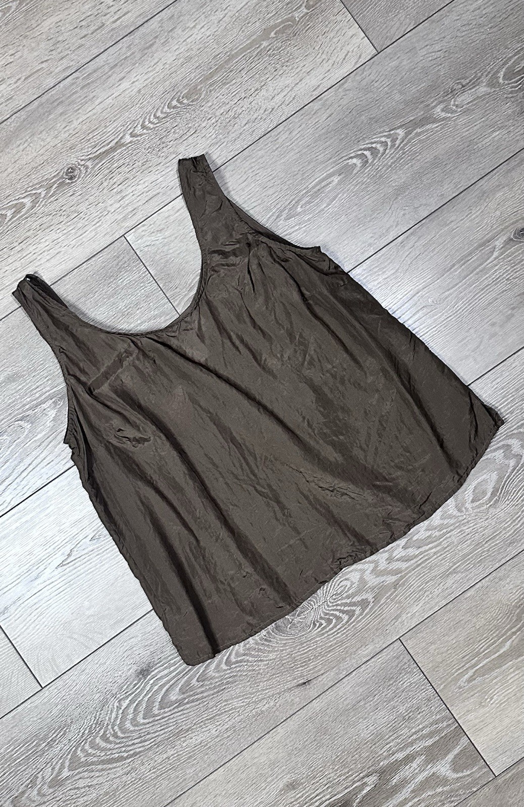 Coldwater Creek 100% Silk Brown 90s Style Tank Top Y2K Minimalist Boho Grunge