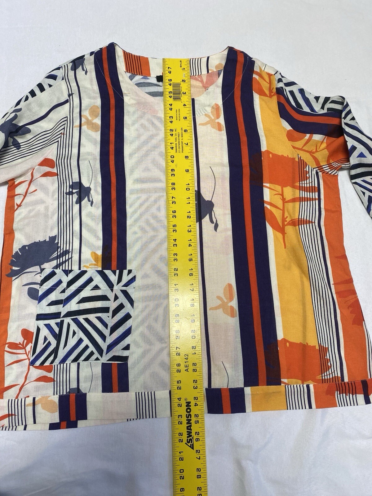 Lior Paris Cotton And Linen Blouse Geometric Print Size Medium (x)