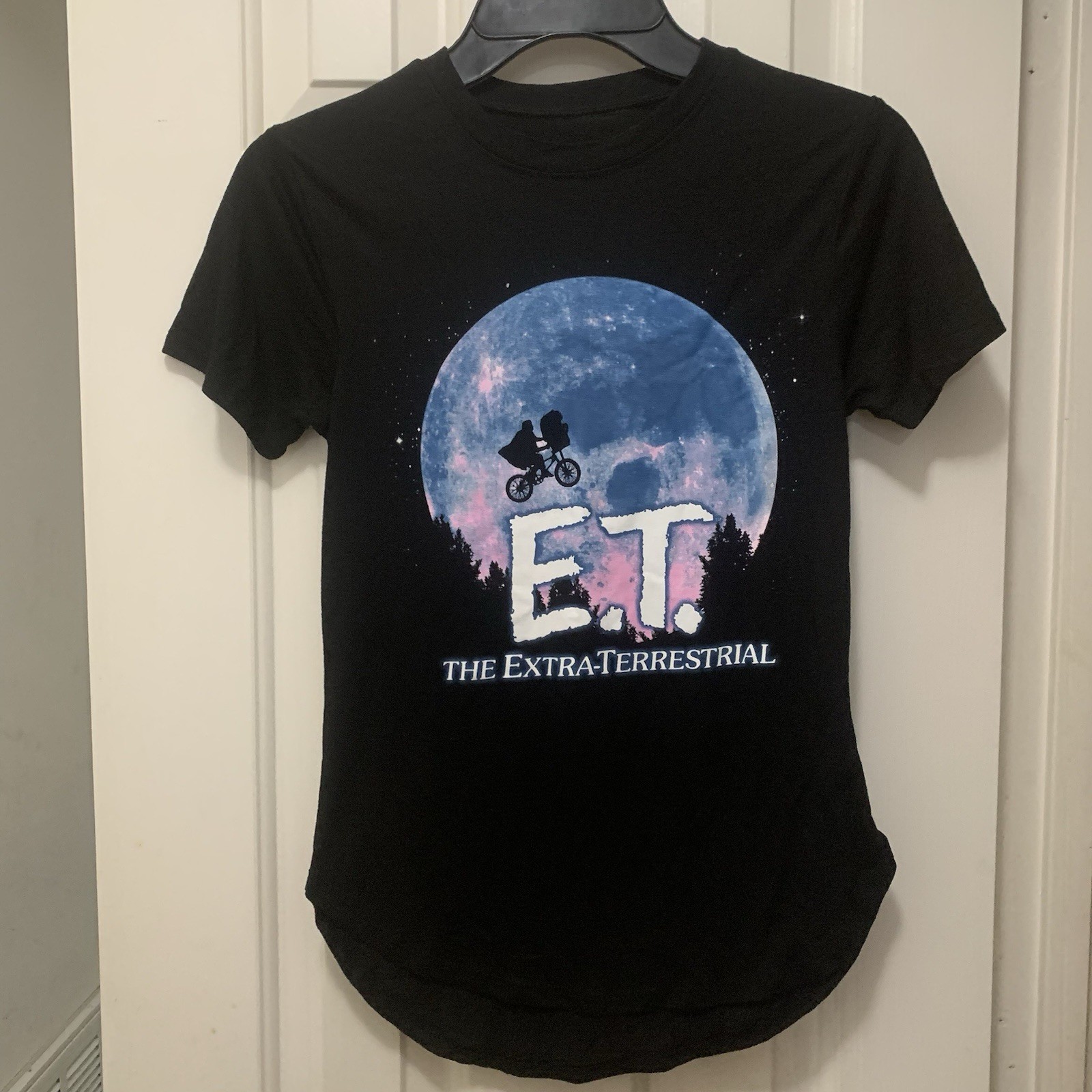 E.T. The Extra-Terrestrial T-Shirt XS Black Moon Bicycle Movie Graphic Tee