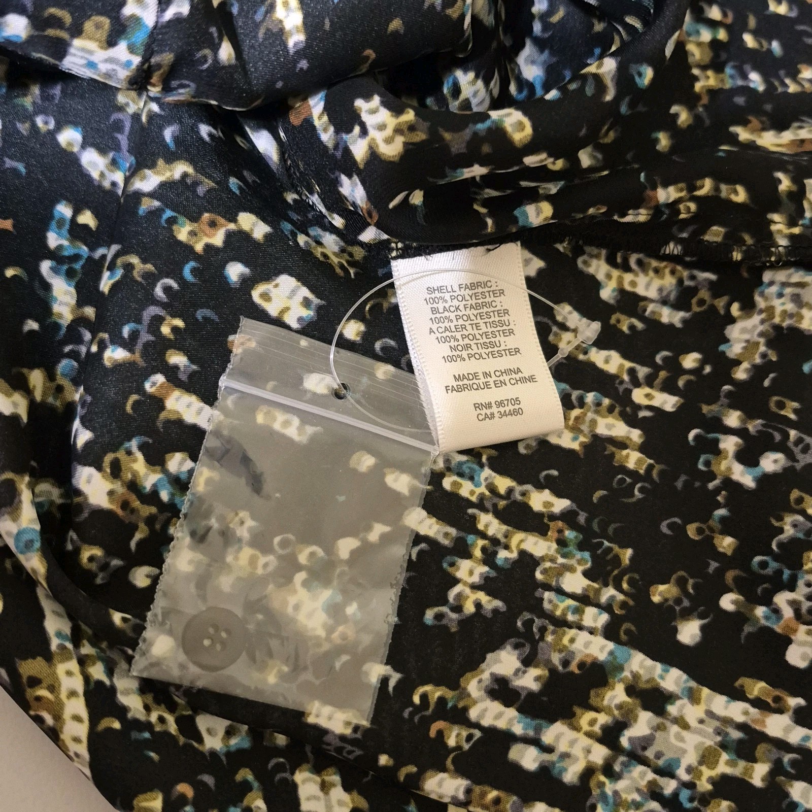 Rebecca Taylor Multicolor Print Blouse Black Partial Button Popover Elegant Sz 6