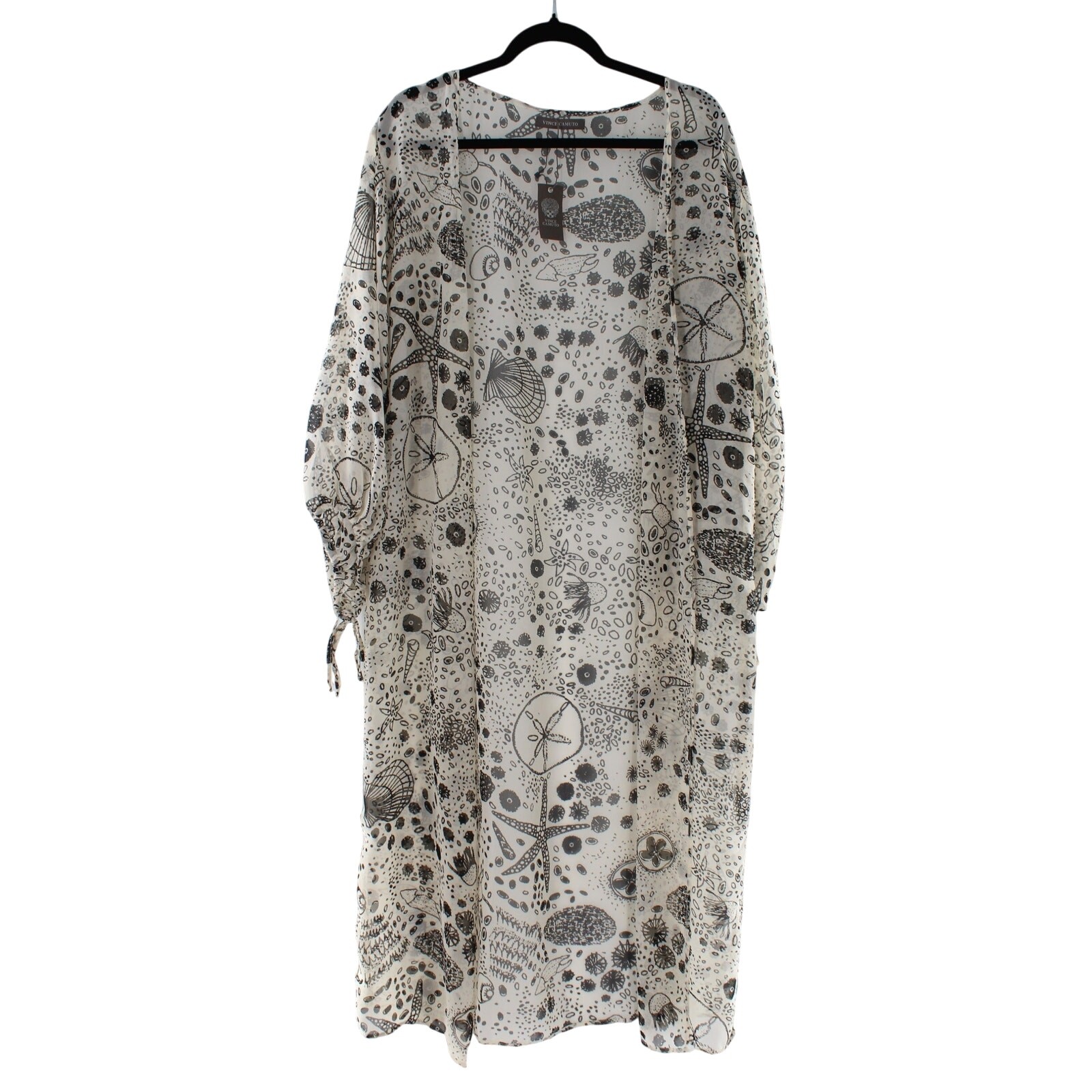 Vince Camuto Gathered Sleeve Chiffon Topper Open Kimono Cover-Up #K245