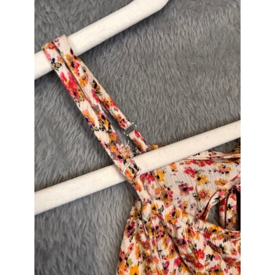 Daytrip Womens Floral Button Front Cami Top Orange Red Yellow Boho Size Large