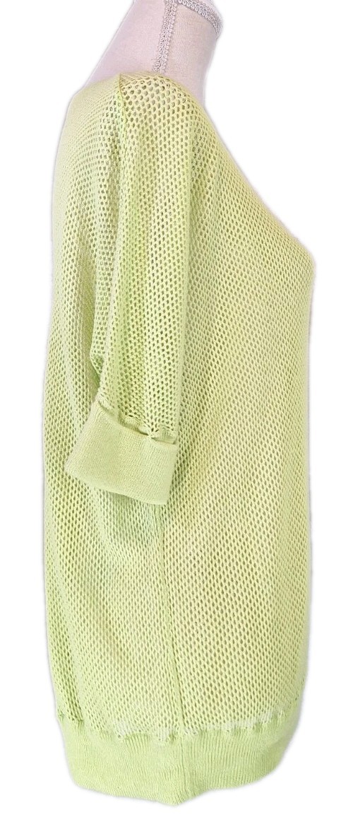 FOREVER 21 SzL Sheer Fishnet Open-Knit Tunic Cover-Up Layering Top Lime Green