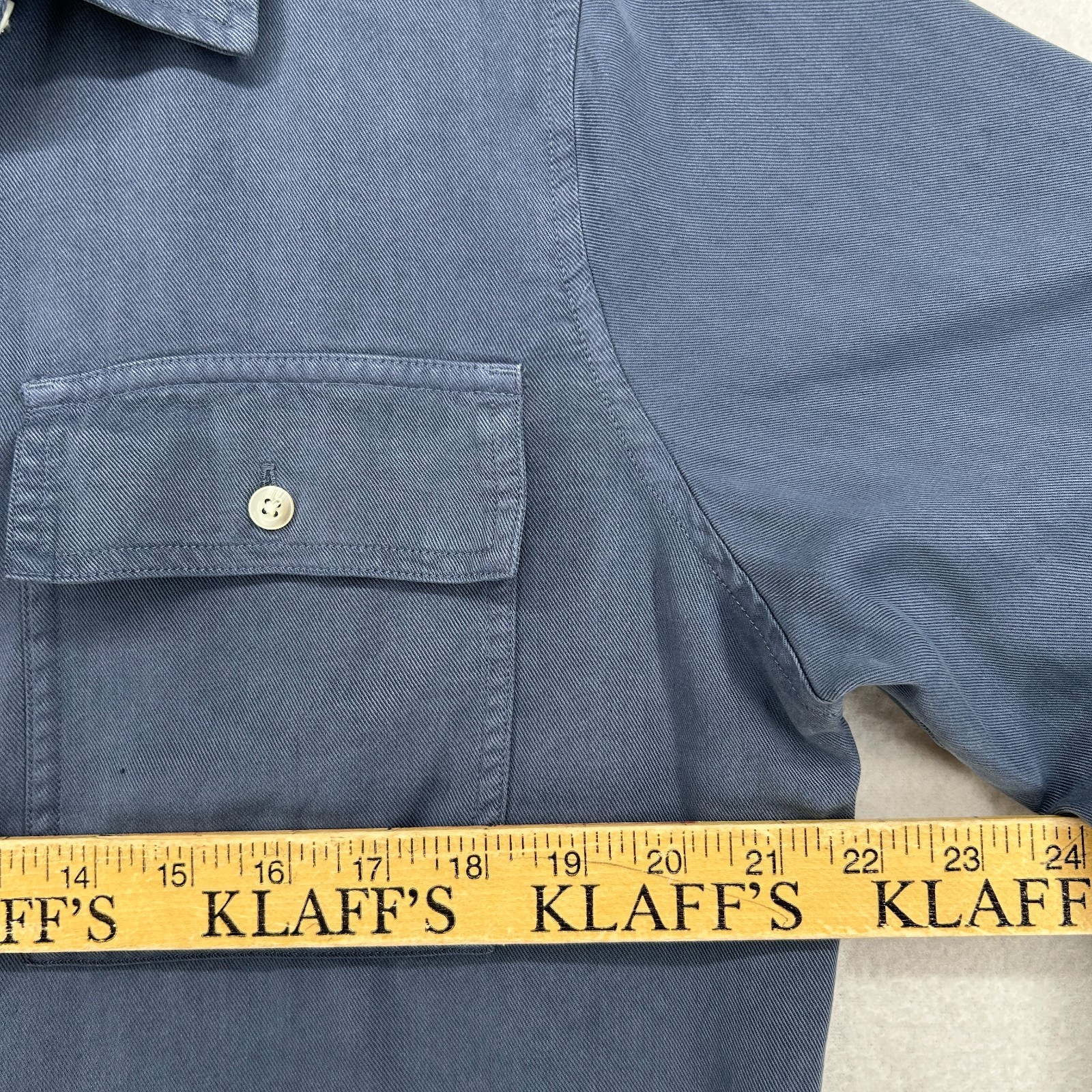 LL BEAN Top Womens LP Petite Soft Washed Utility Twill Button Up Roll Tab Blue
