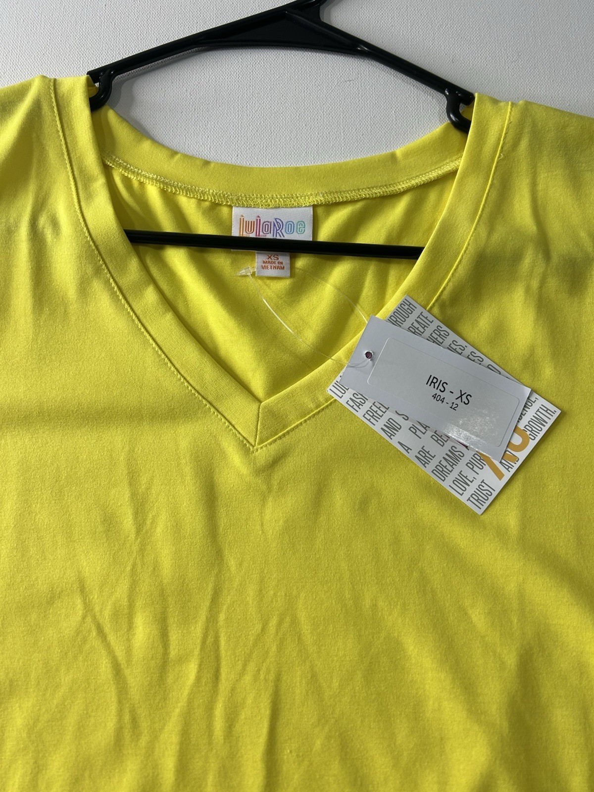NWT Lularoe XS Iris Yellow Solid Print V-Neck T-Shirt