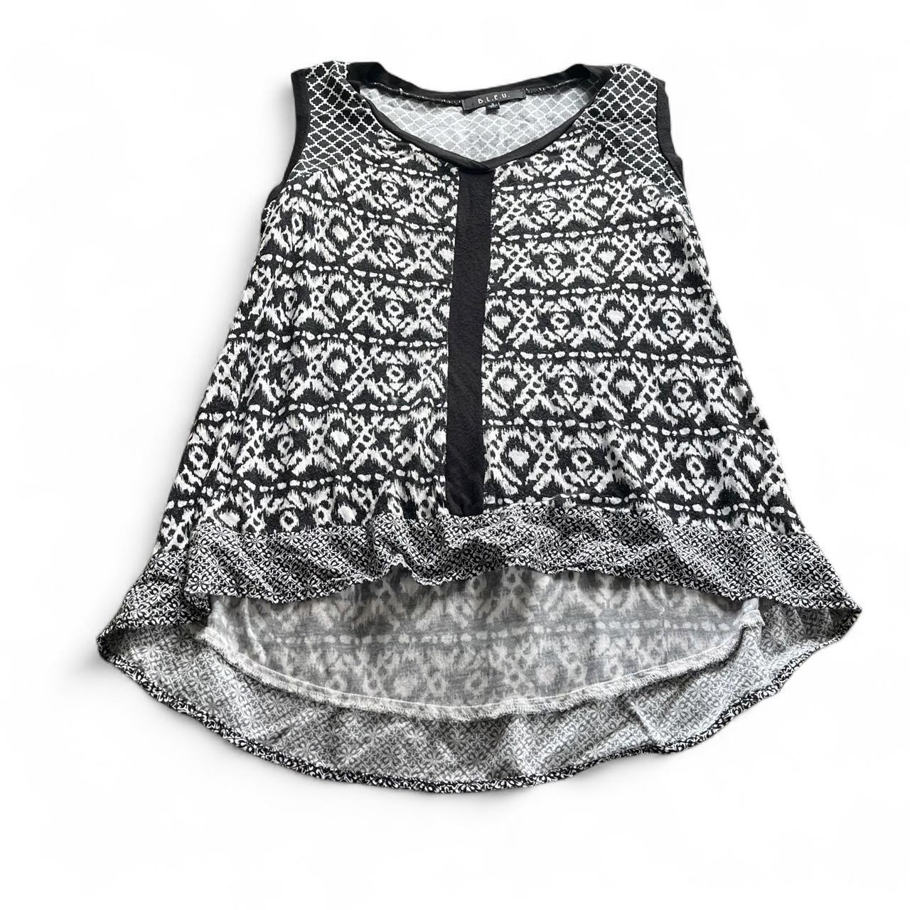B.L.E.U. Y2K Boho Mixed Print Sleeveless Tunic Top Size S