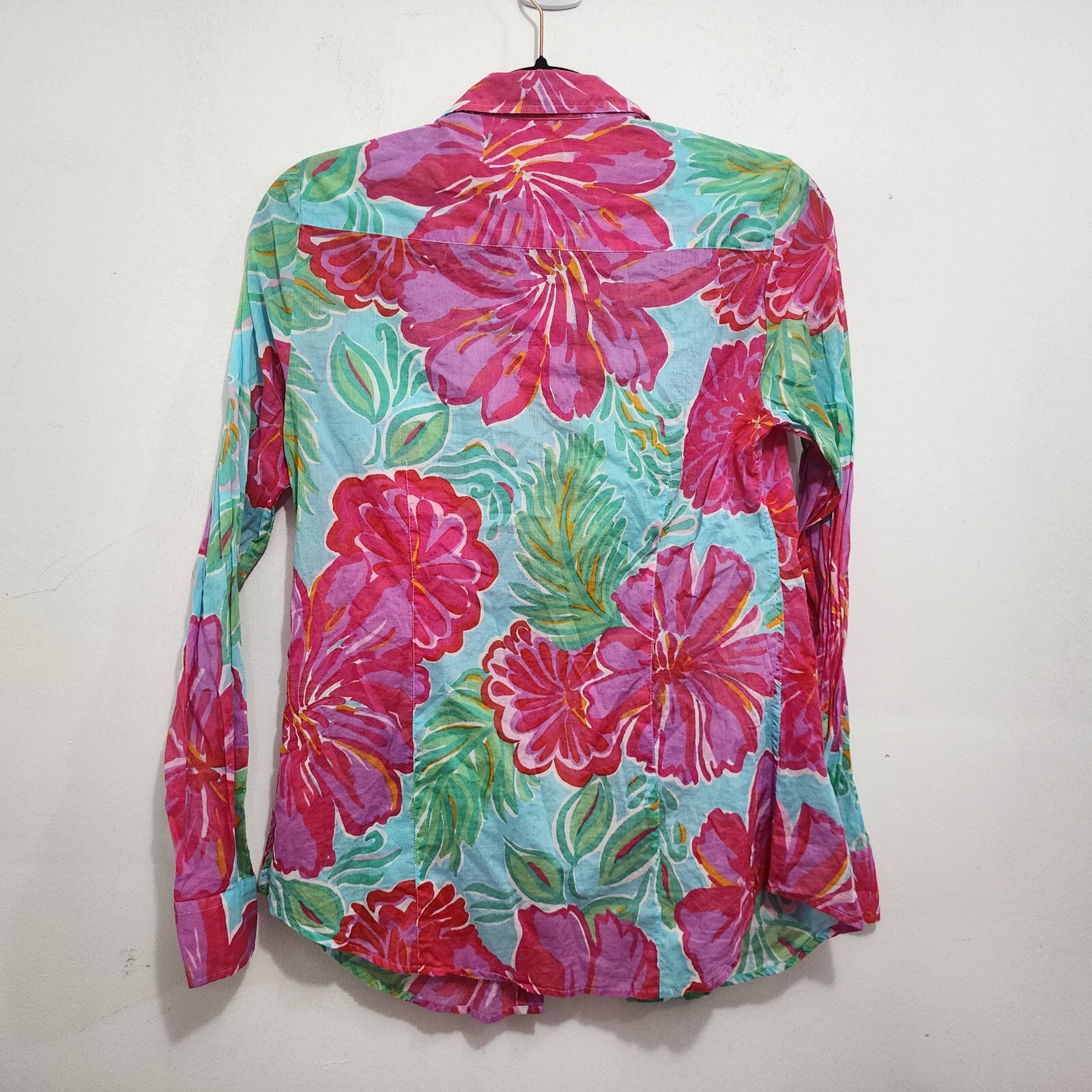 Lilly Pulitzer Button-Front Shirt Shorely Blue Bellina Floral Women’s Size 4