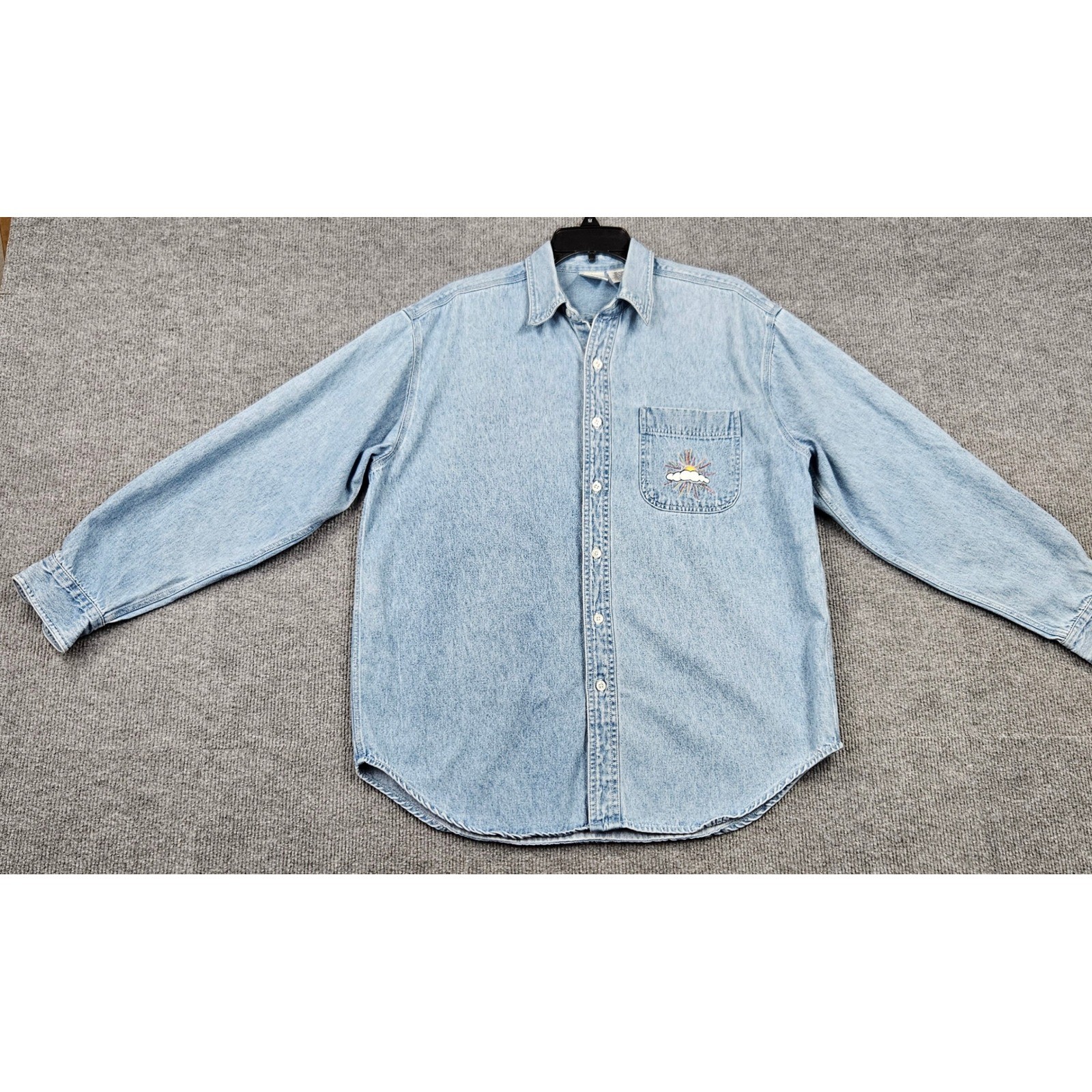 Vintage Disney Store Winnie the Pooh Denim Shirt Light Wash Embroidered Medium