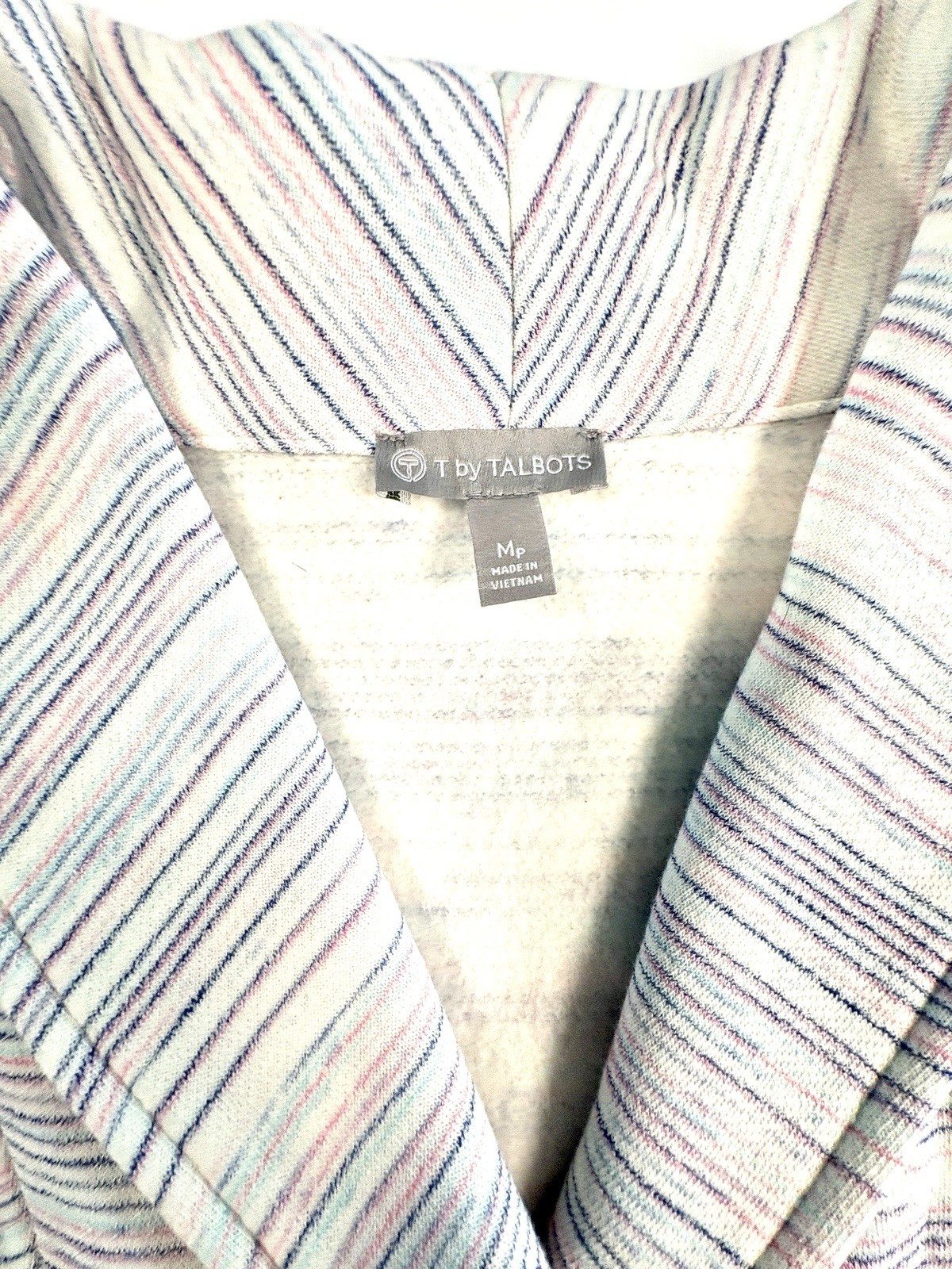 Talbots Shawl Collar Fleece Top Medium Space Dye Stripes
