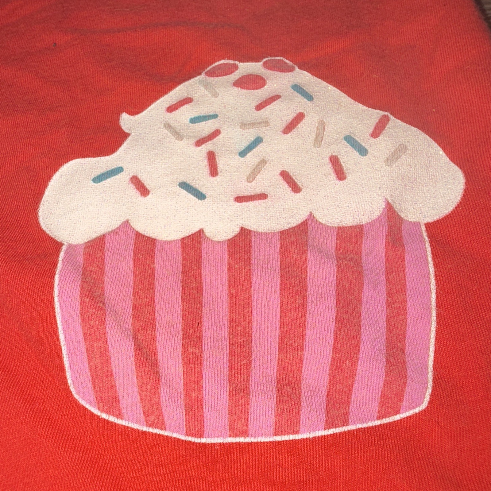 VTG Y2K Paul Frank Julius the Monkey Women Juniors L Red V-Neck cupcake T-Shirt