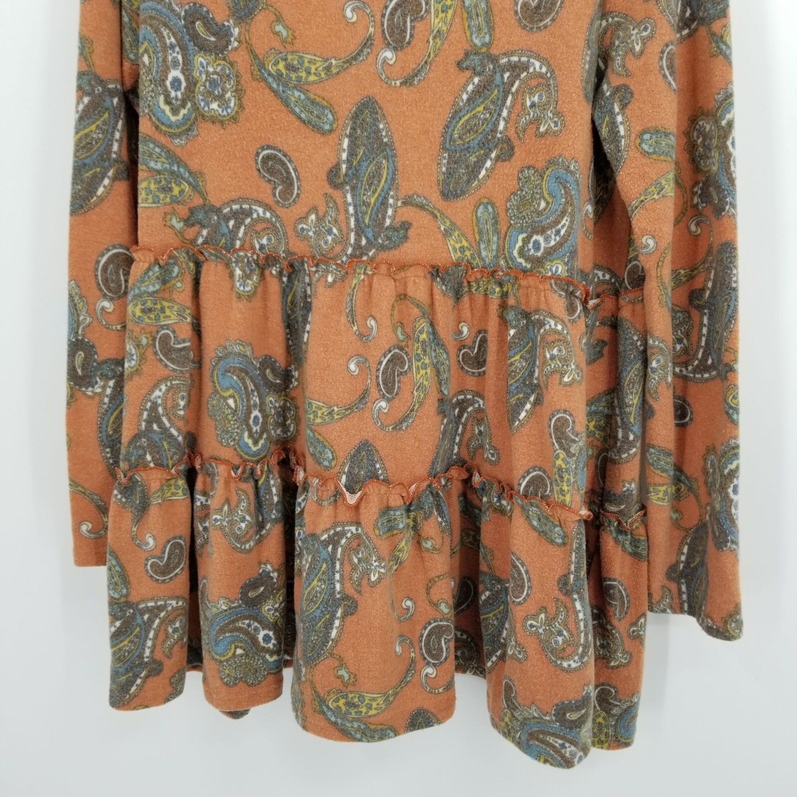 Jade by Jane Paisley Print Long Sleeved Tiered Tunic Size Medium