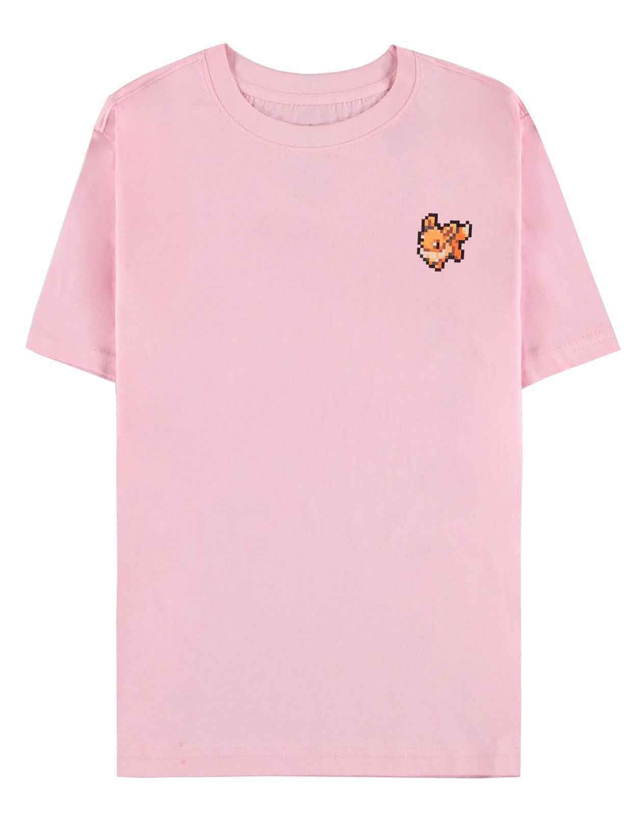 Pokemon T Shirt Eevee Pixel Back Print Logo new Official Womens Pink Size S