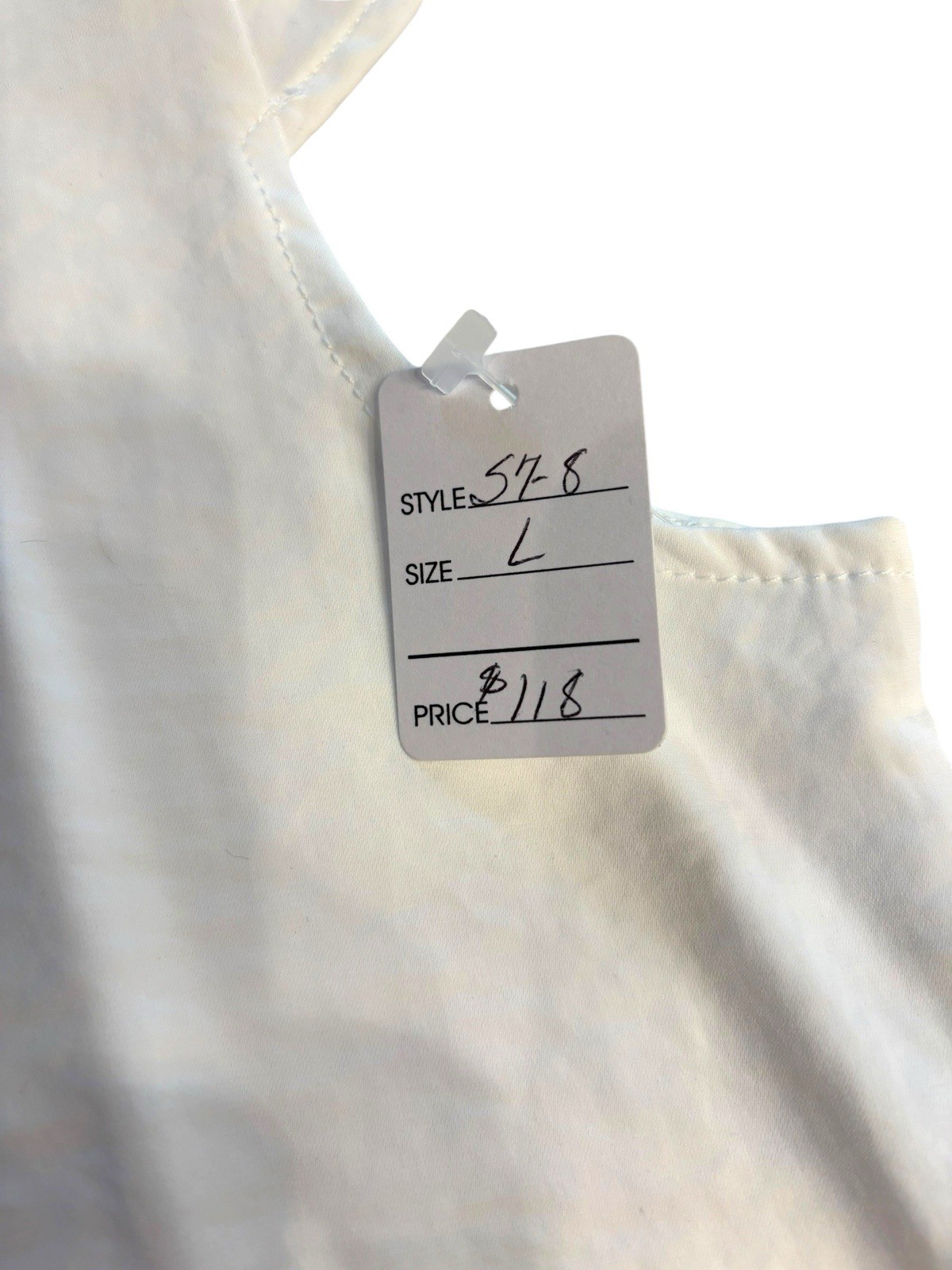 Sassy White Asymmetrical Tunic Top L Black Contrast Pocket Art to Wear NWT