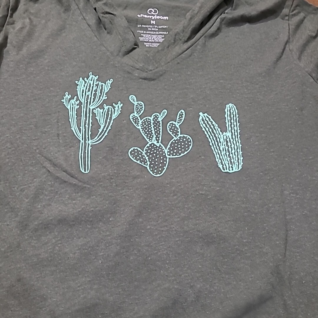 Women’s Cherryloom Heather Forest Cactus Trio Hoodie, Casual Pullover, SZ M