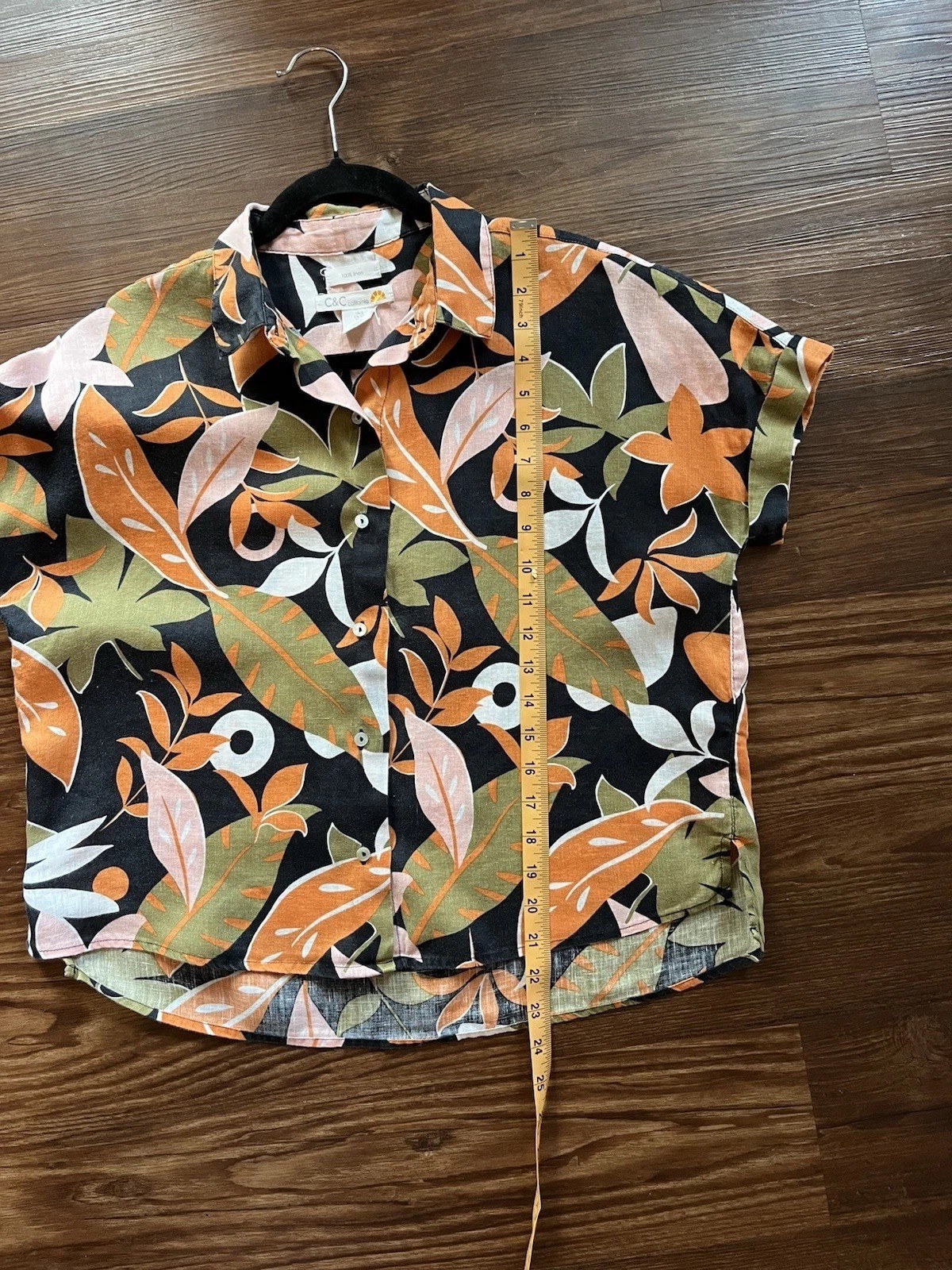 C&C California Tropical Printed Linen Short Sleeve Button Down Shirt Size S