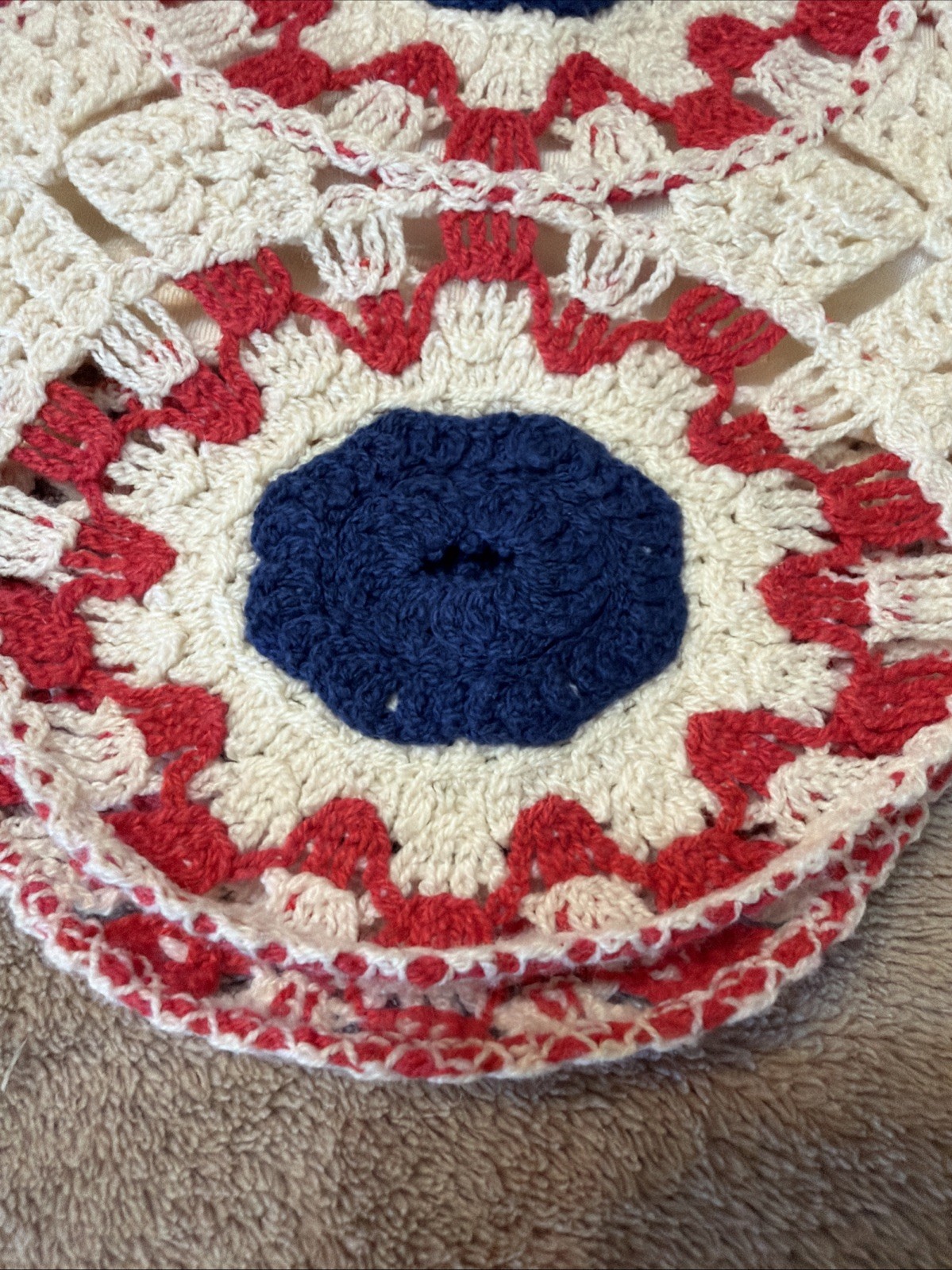 Arizona Crochet Halter Top Medium Red White Blue Boho Festival Americana