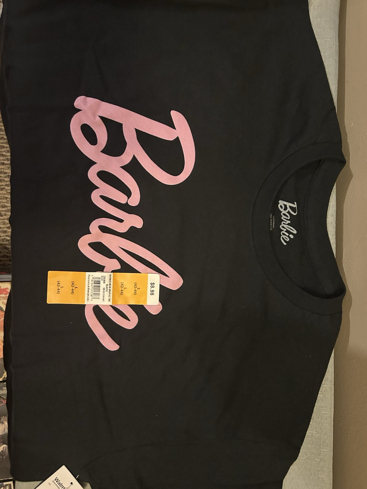 Mattel Barbie t-shirt Women Large/short sleeve/graphic print/black+pink