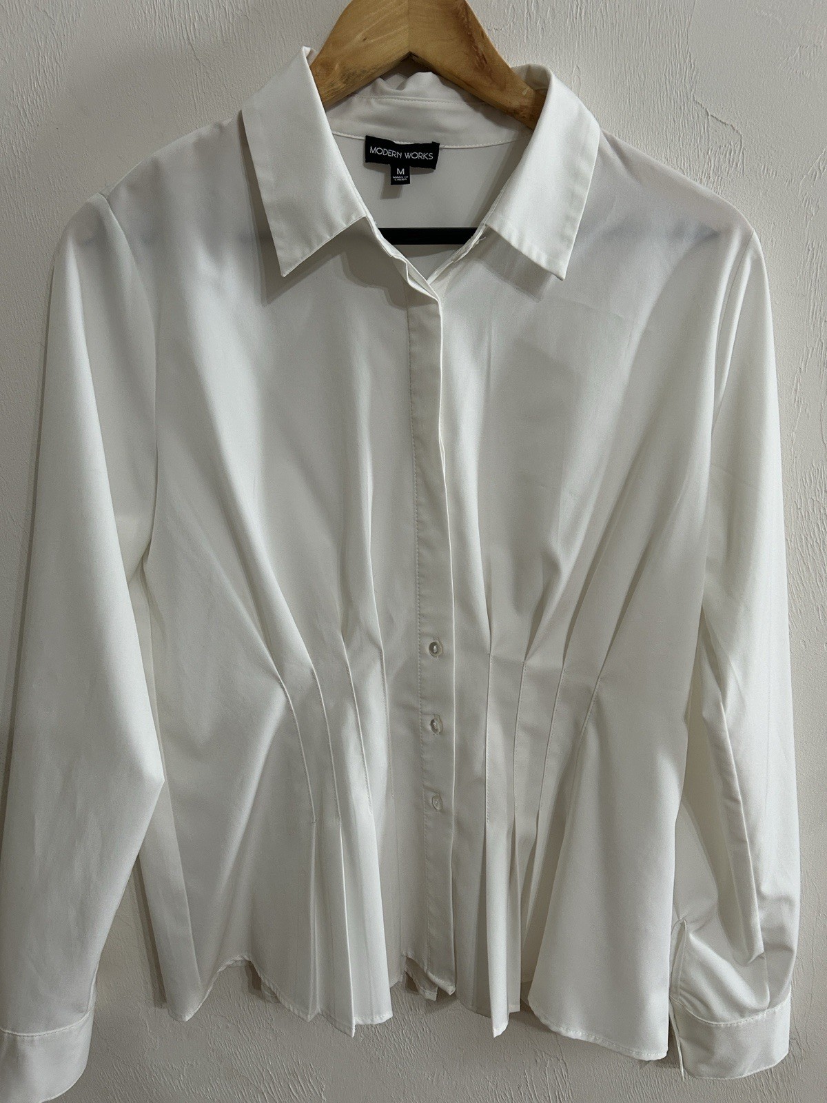 Women’s Blouse Classic Modern Works Pleated Front Back Sleeve Blouse, M