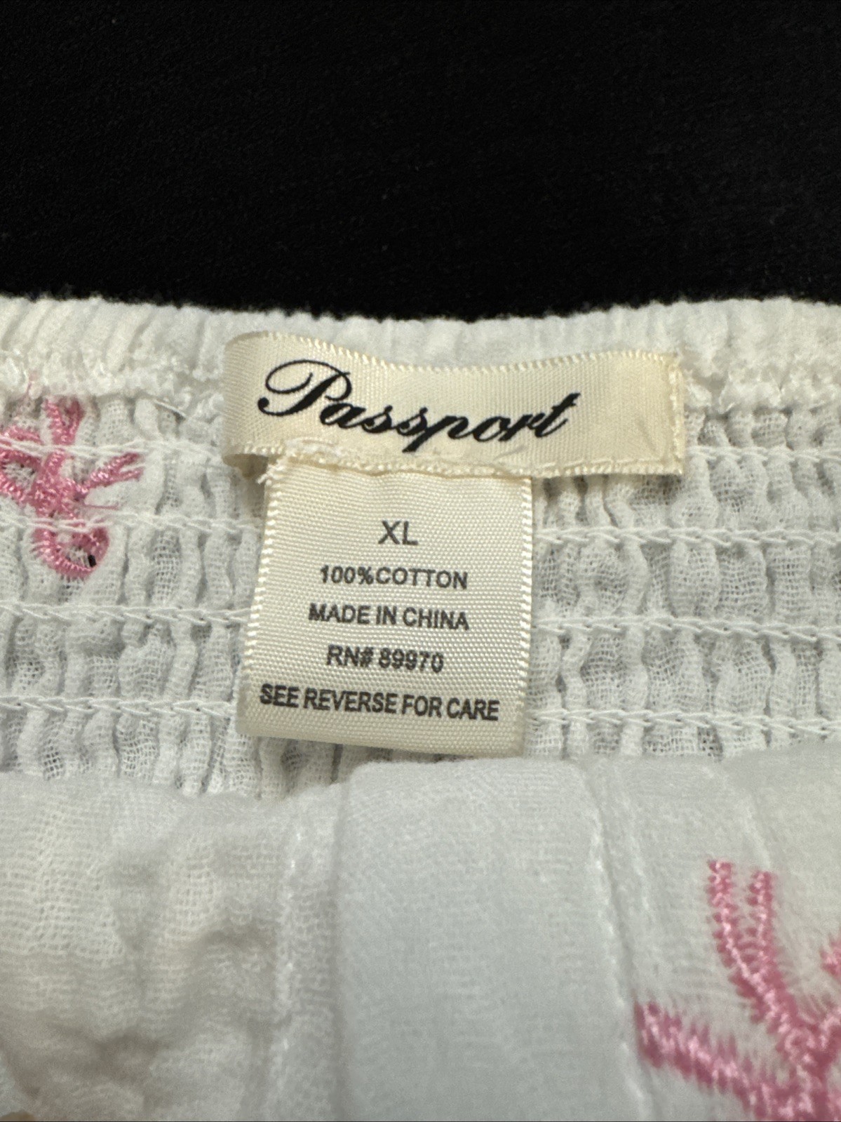 Puff Sleeve Cotton Blouse XL NWT Pink Embroidered Bow Top Cottagecore~Passport