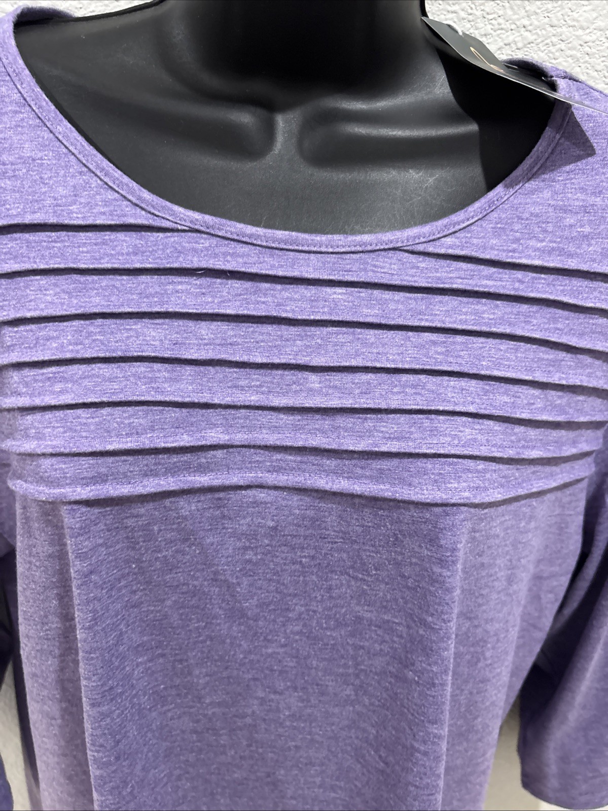 NWT Ofeefan Women XXL Purple Polyester Rayon, 3/4 Sleeve Tunic L 28”, Chest 46”