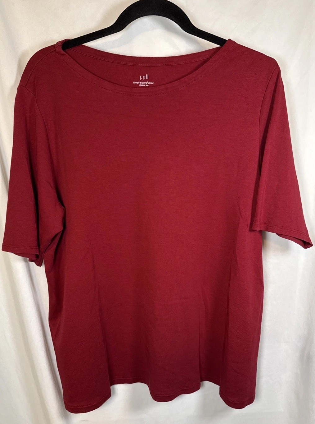J Jill Simply Supima Elbow Sleeve Tee Heathered Red Size XL