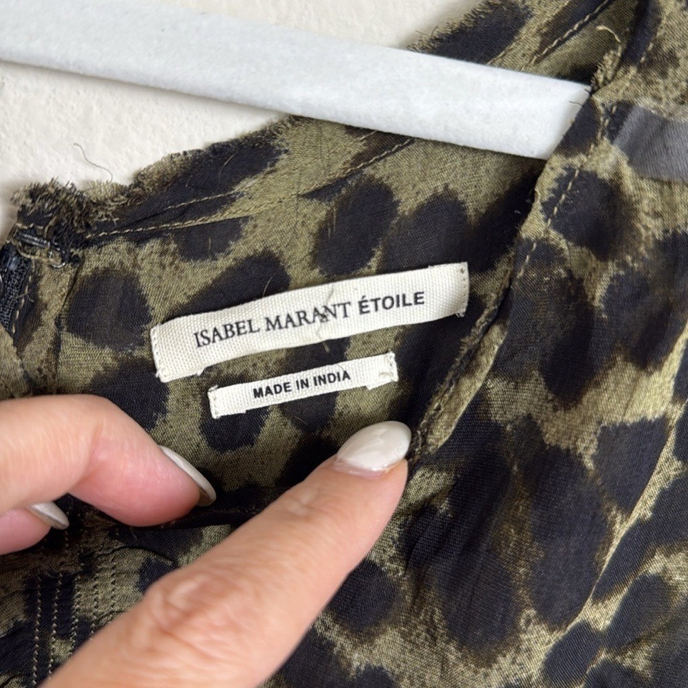 Isabel Marant Caja Leopard Print Blouse Ruched Sleeve Blouse Size 42