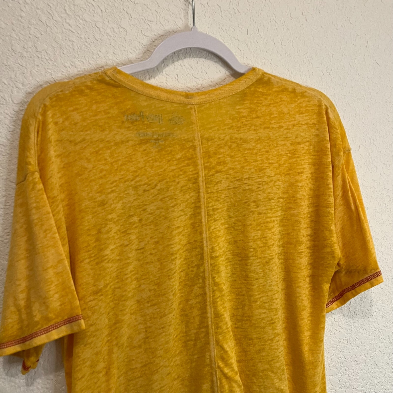Wizarding World of Harry Potter Hogwarts Yellow Burnout Graphic Tee Women Size M