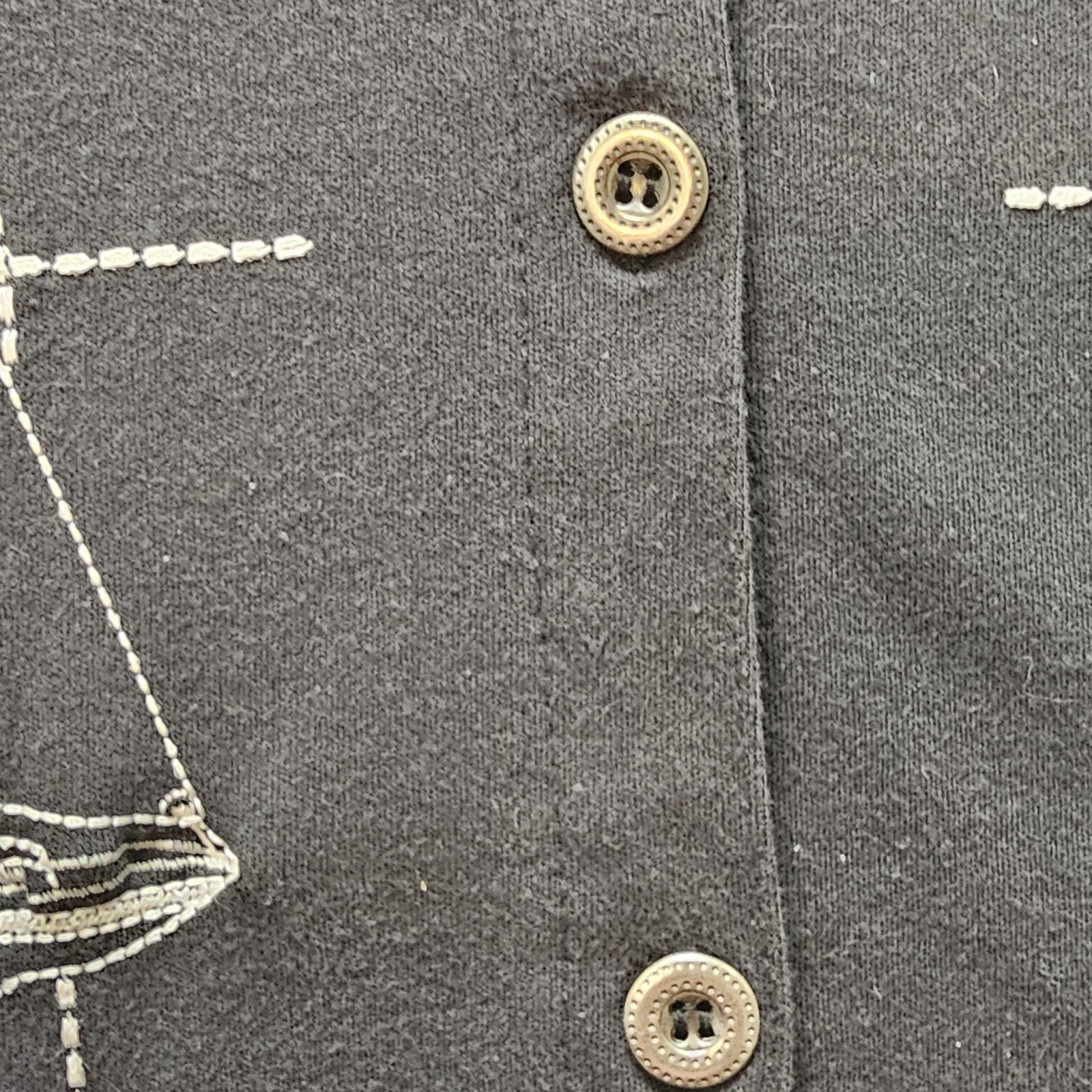 Vintage LINKS Black NAUTICAL Sailing BOAT MARINA Embroidered Button Up Shirt MED