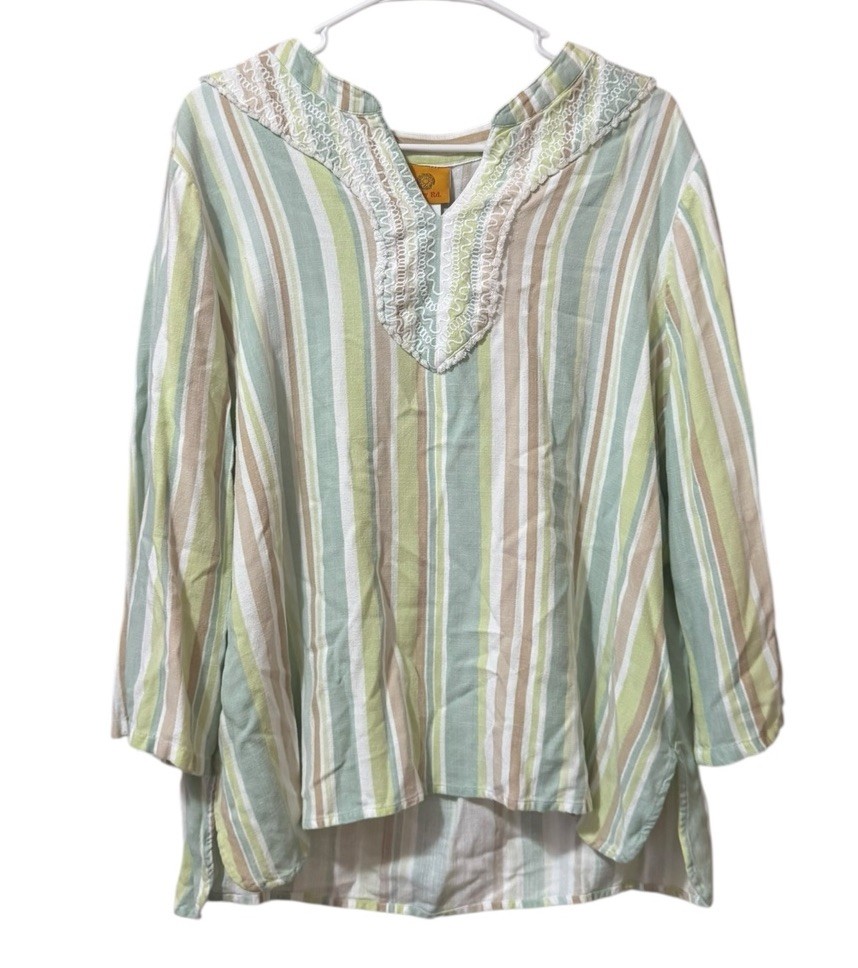 Ruby Rd Women Size XL Tunic Top Viscose Embroidered Classic City Office Colorful