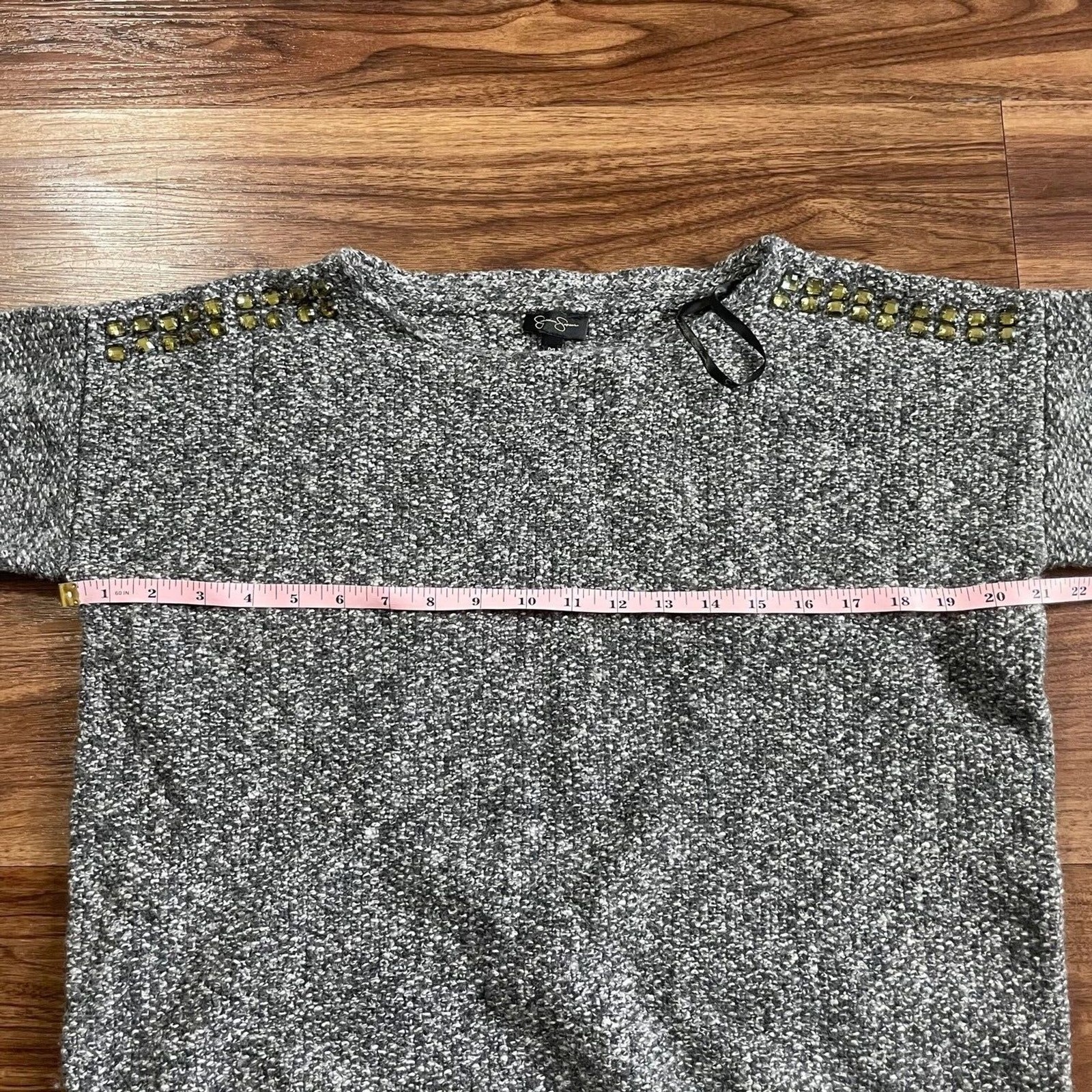 Jessica Simpson Sweater Gray Pullover Knit Pullover Short Sleeve Shirt Women’s M