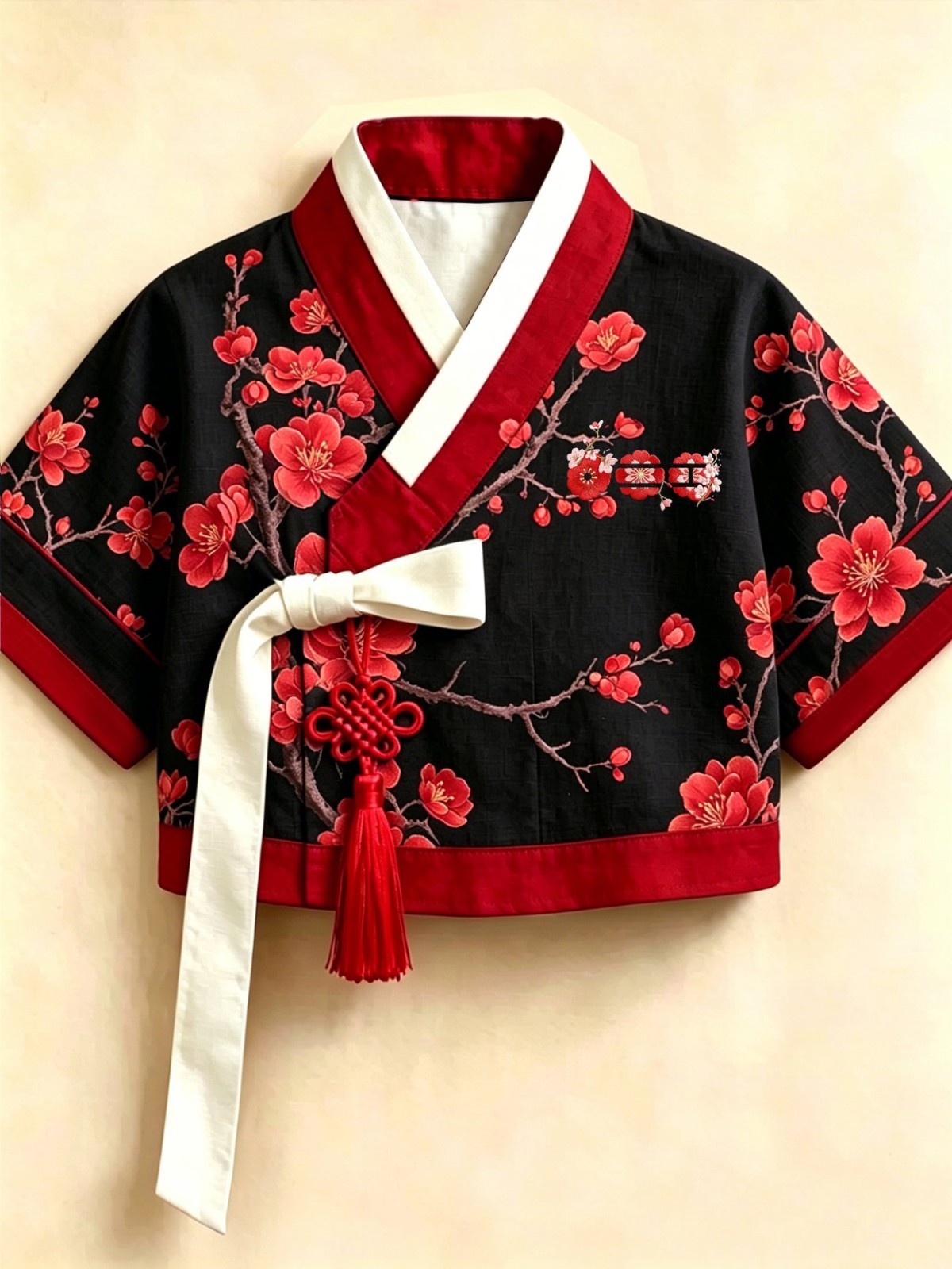 BTS Arirang Floral Tasseled Korean Hanbok-Style Cropped Printed Top Size 2XL New