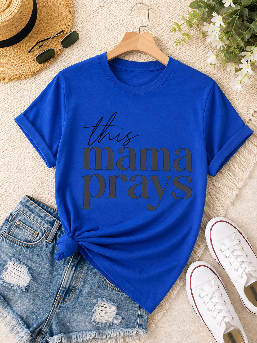 This Mama Prays Shirt Christian Mom Faith Graphic Unisex Cotton Tee Gift