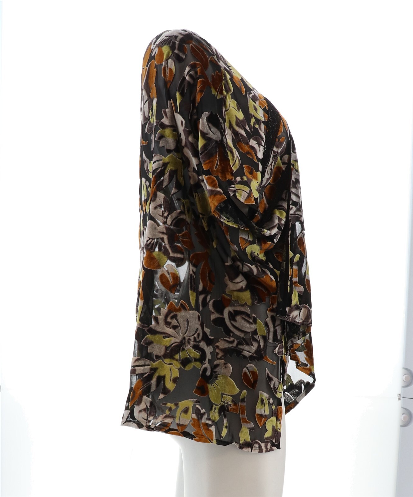 Colleen Lopez Burnout Velvet Ruana BLACK M/L NWOT (147)