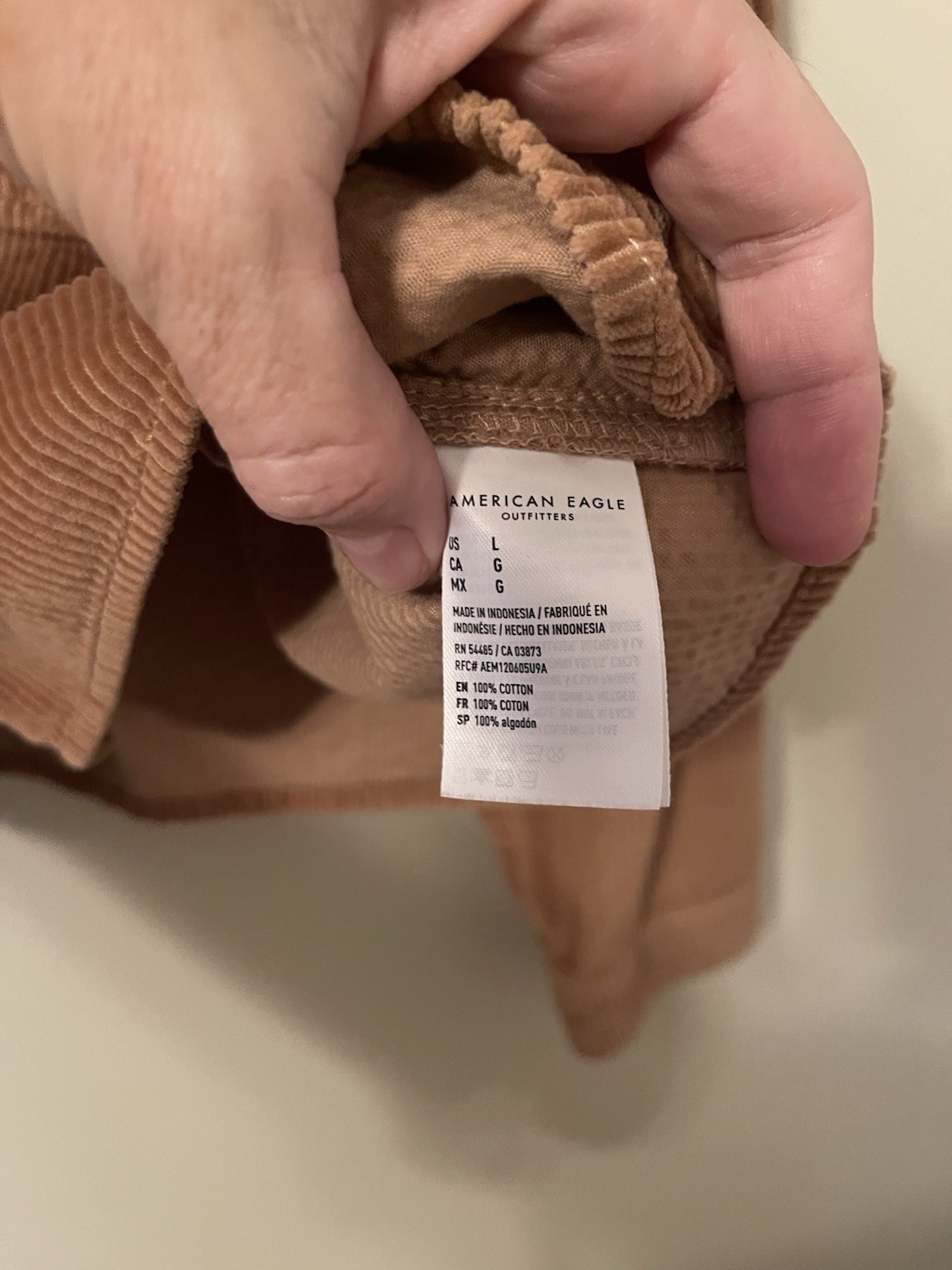 American Eagle Corduroy Cropped Button Up Shirt Jacket Shacket Brown TanLarge L