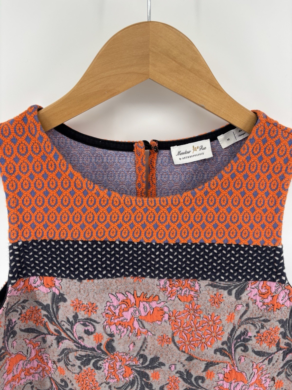 Meadow Rue by Anthropologie Poppy Jacquard Tank Top Grey Orange Sleeveless S