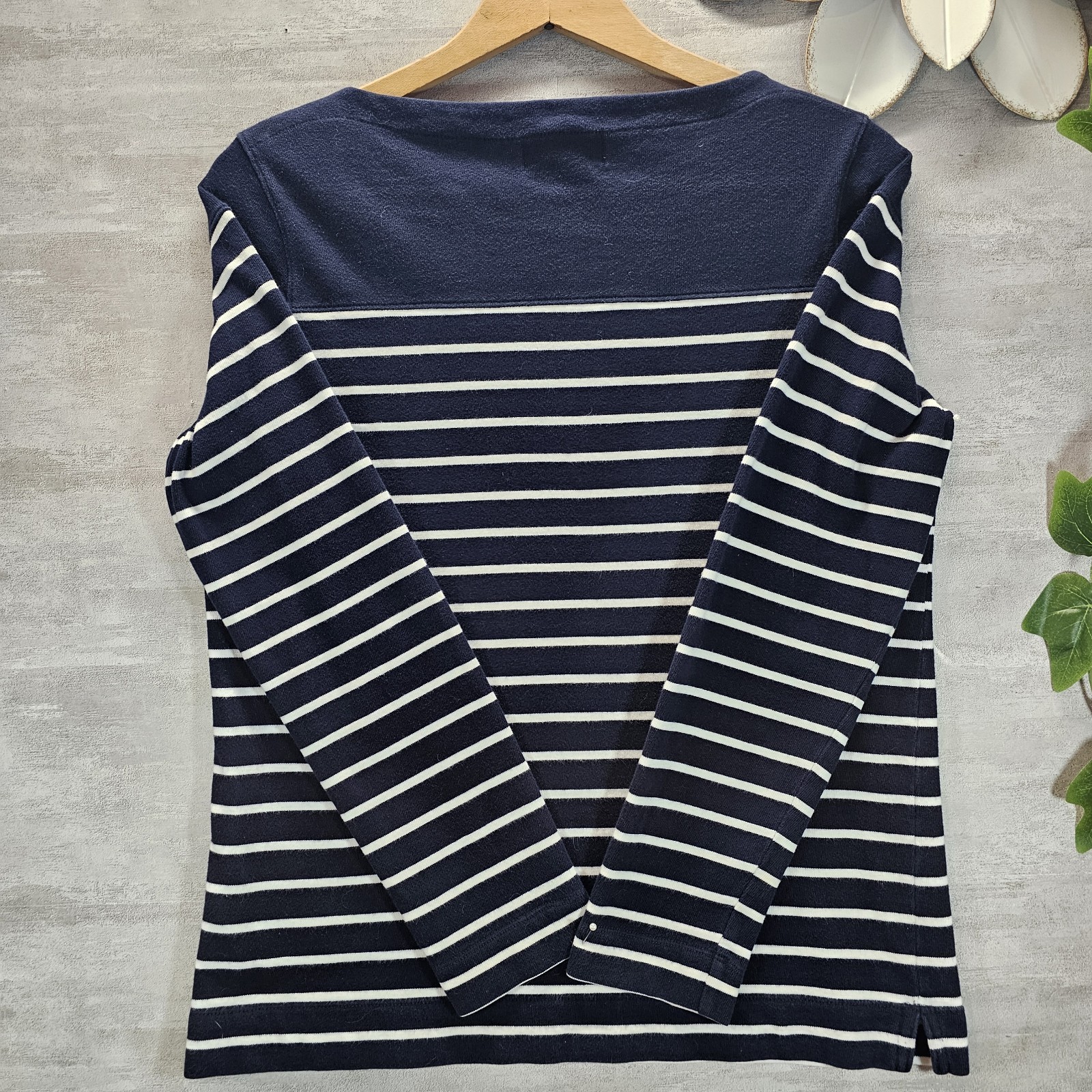 Lauren Ralph Lauren Women Small L/S Striped Boatneck Top Navy White Nautical EUC