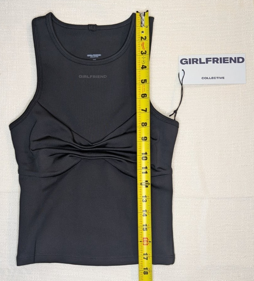 Girlfriend Collective Twist Front Tank Top Womens XXS Black NWT Sustainable