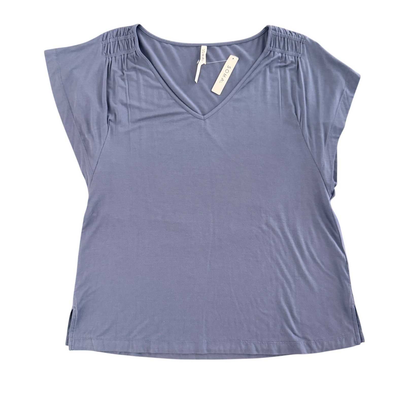 Soma Cool Nights Flutter Sleeve Top Size M Nightshadow Blue Loungewear Sleepwear