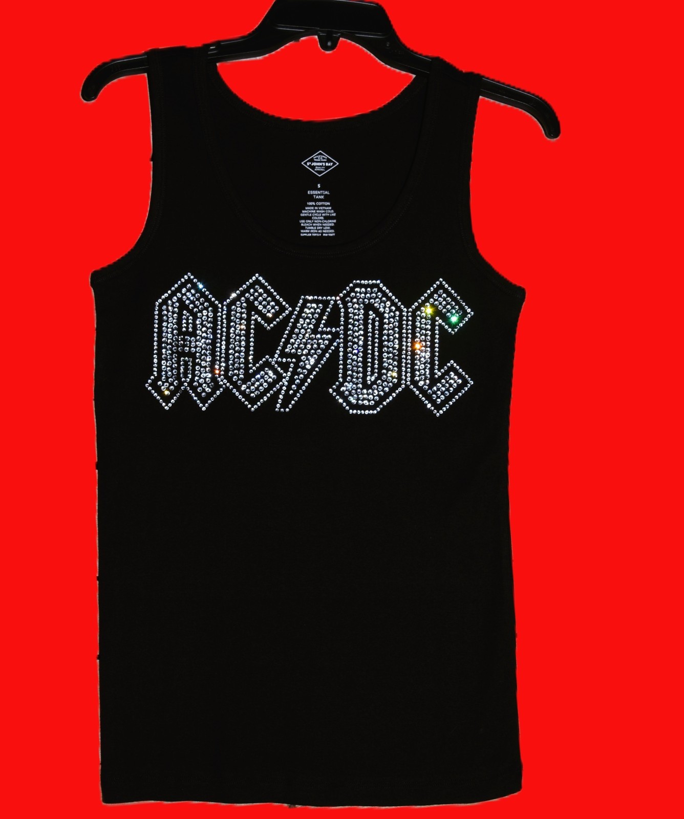 AC/DC rhinestone bling shirt or tank XS S M L XL XXL 1X 2X 3X 4X 5X clear