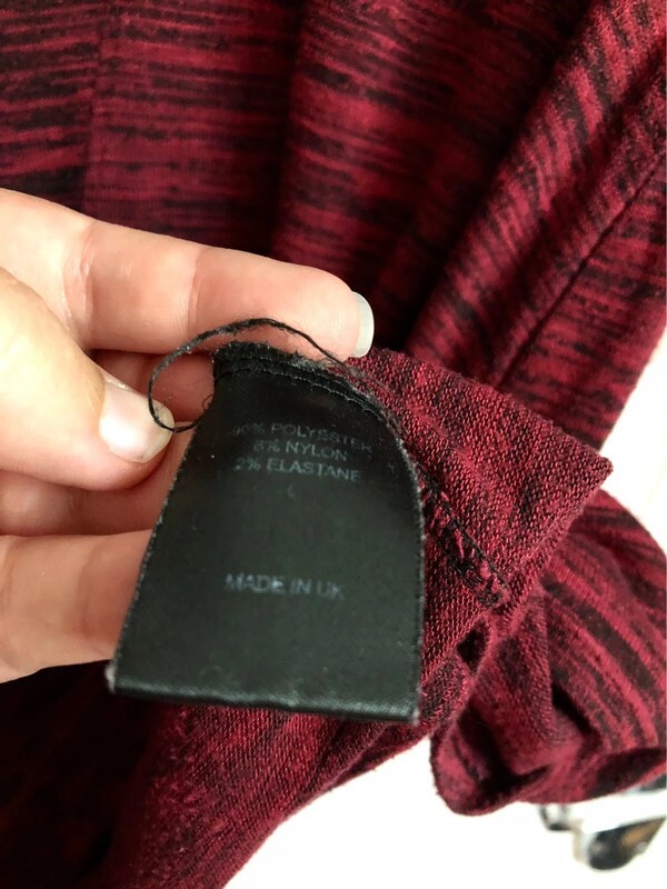 Virtuelle Taking Shape Burgundy Patterned Red Half Sleeve Long Tshirt 14 uk