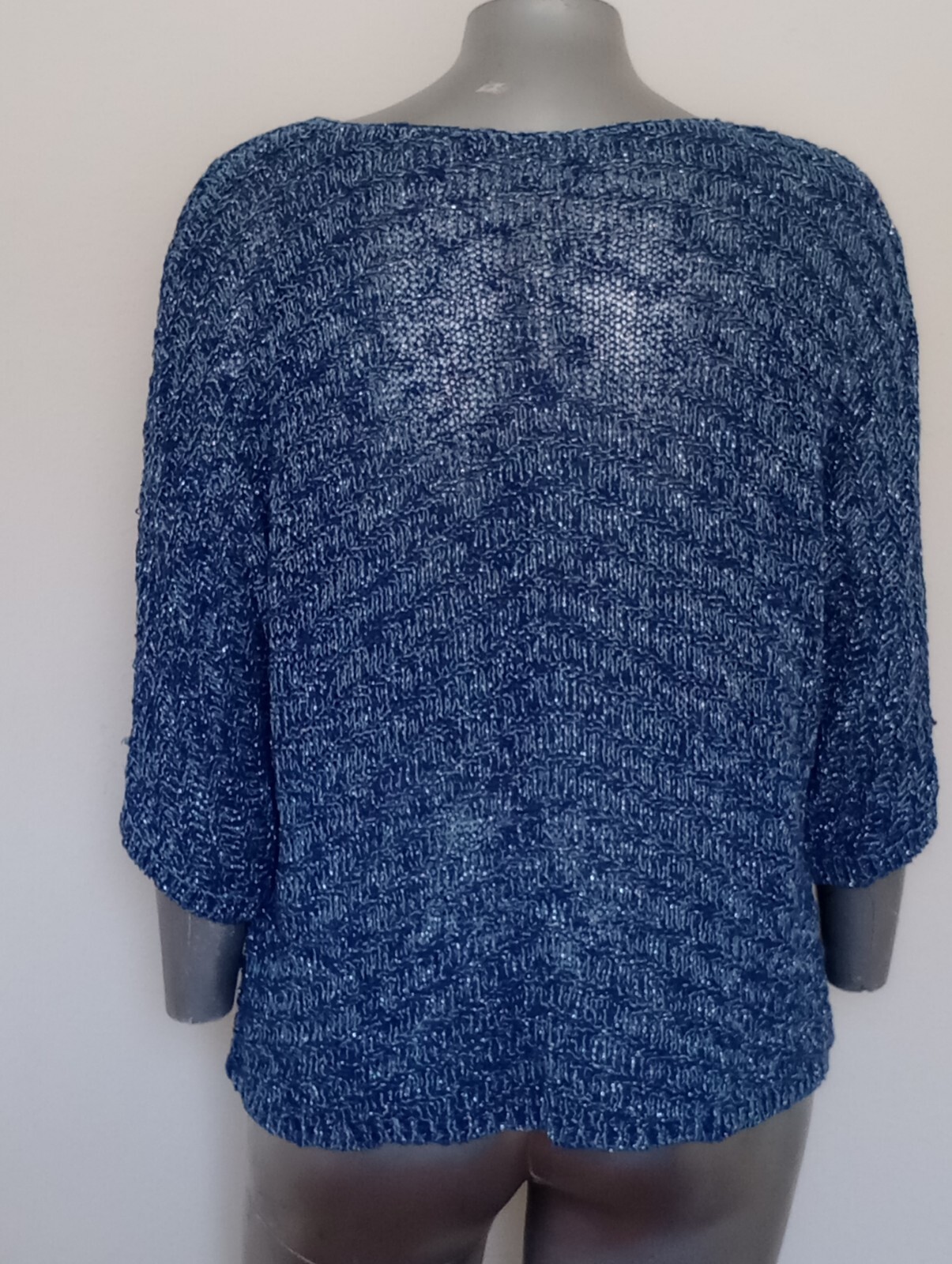 PLUS WOMEN’S KNIT SHEER YARN W/Thread silver metallic accent BLOUSE TOP Size 2X
