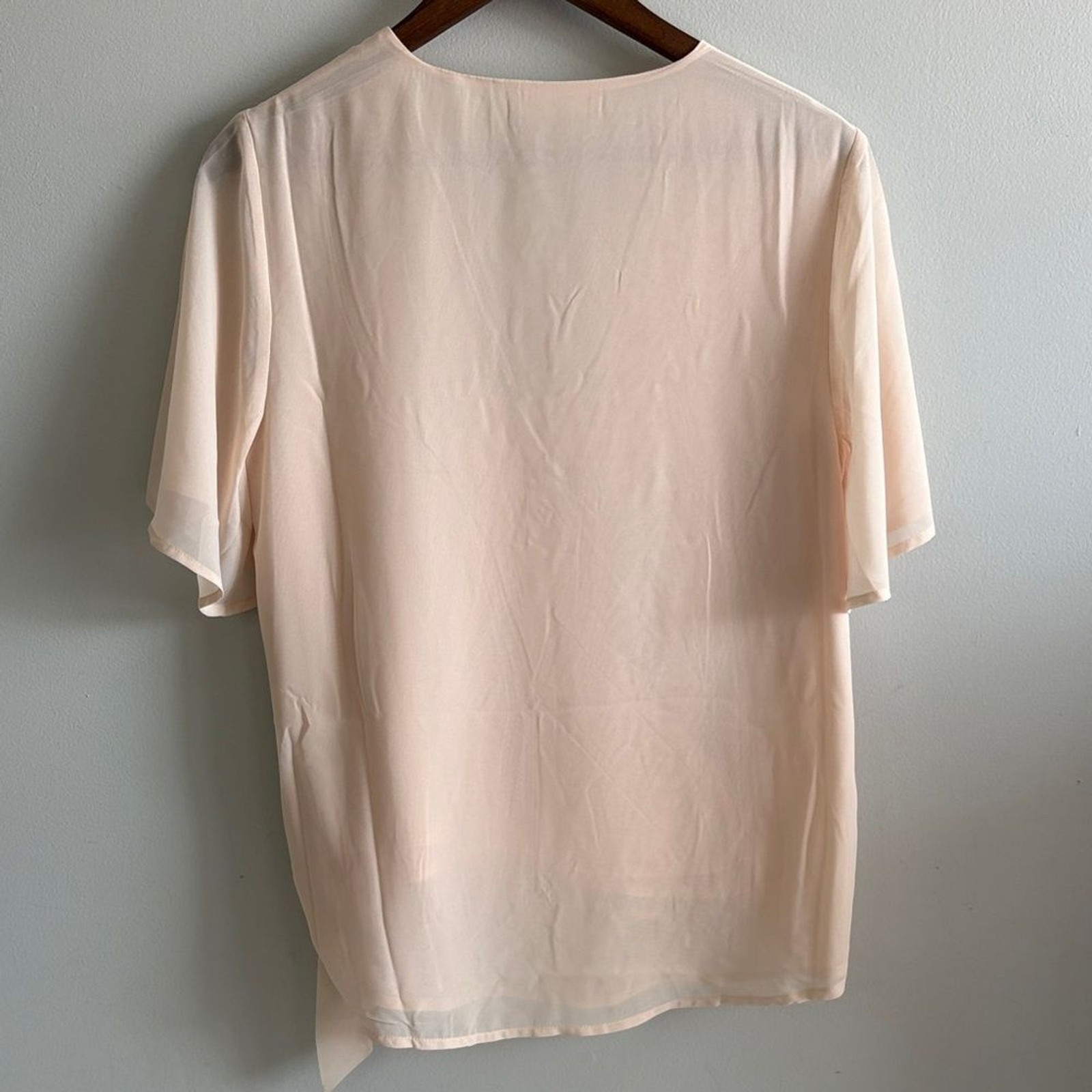 Blush Wrap Tie Front Blouse Flutter Sleeve Boho Top M