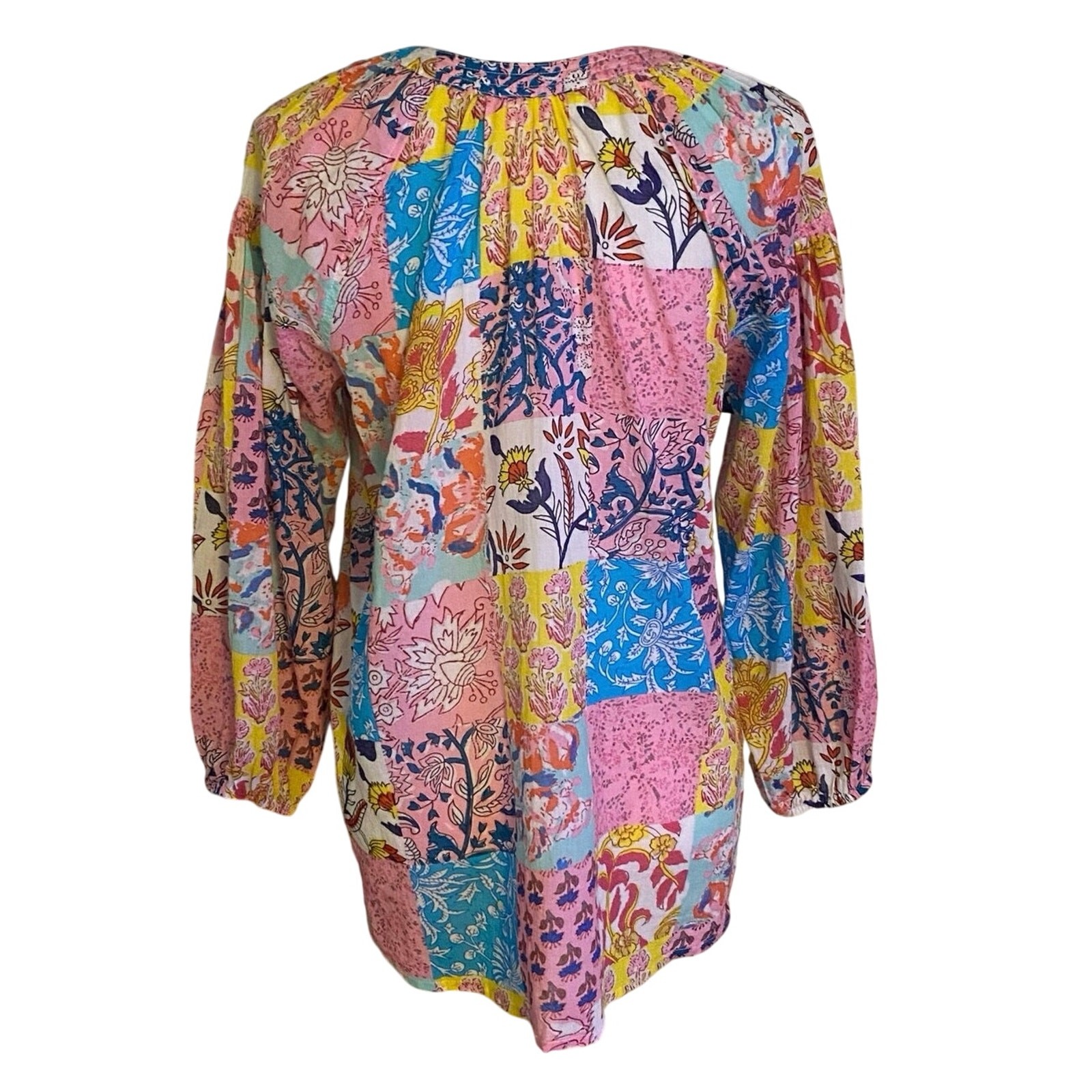 Lola Australia Size XS Twenty Shirt Blouse Peasant Boho Patchwork Print Floral
