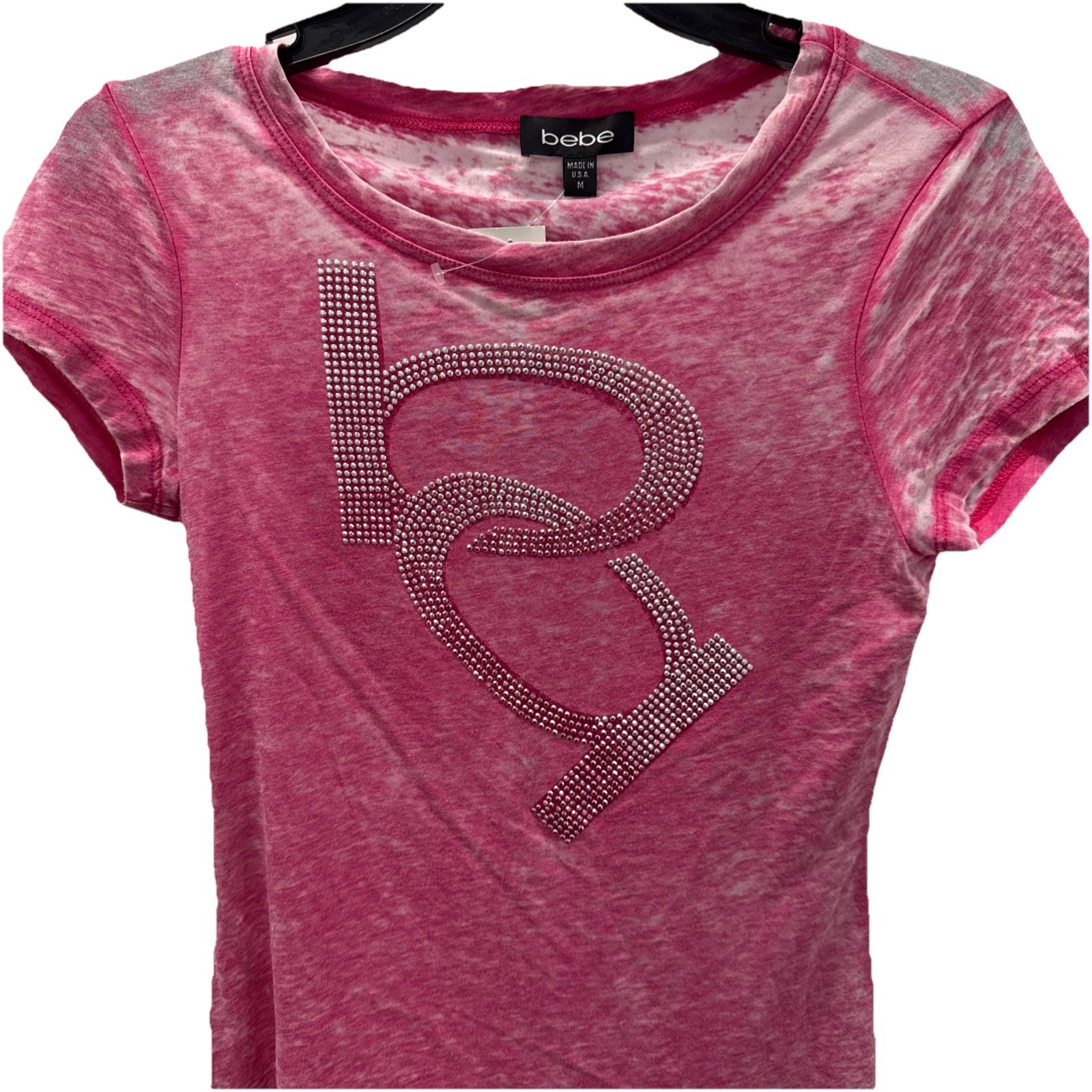 Bebe T-shirt interlocking bb burn pink light weight Medium