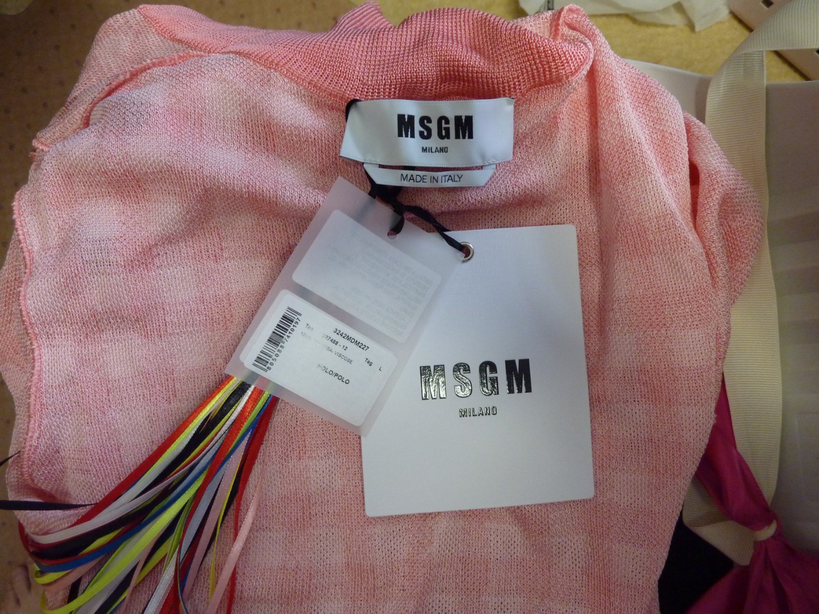 MSGM women Pink Plaid Polo Size:L $465 NWT