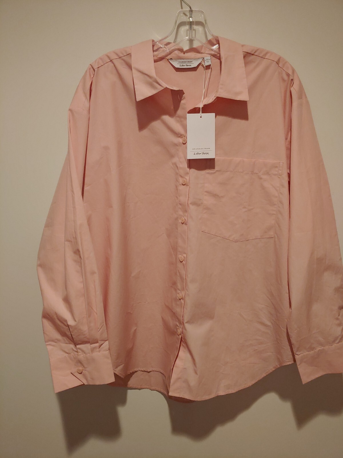 NWT & Other Stories Pink Organic Cotton Button Up Shirt Pink Lg-1X Runs Big