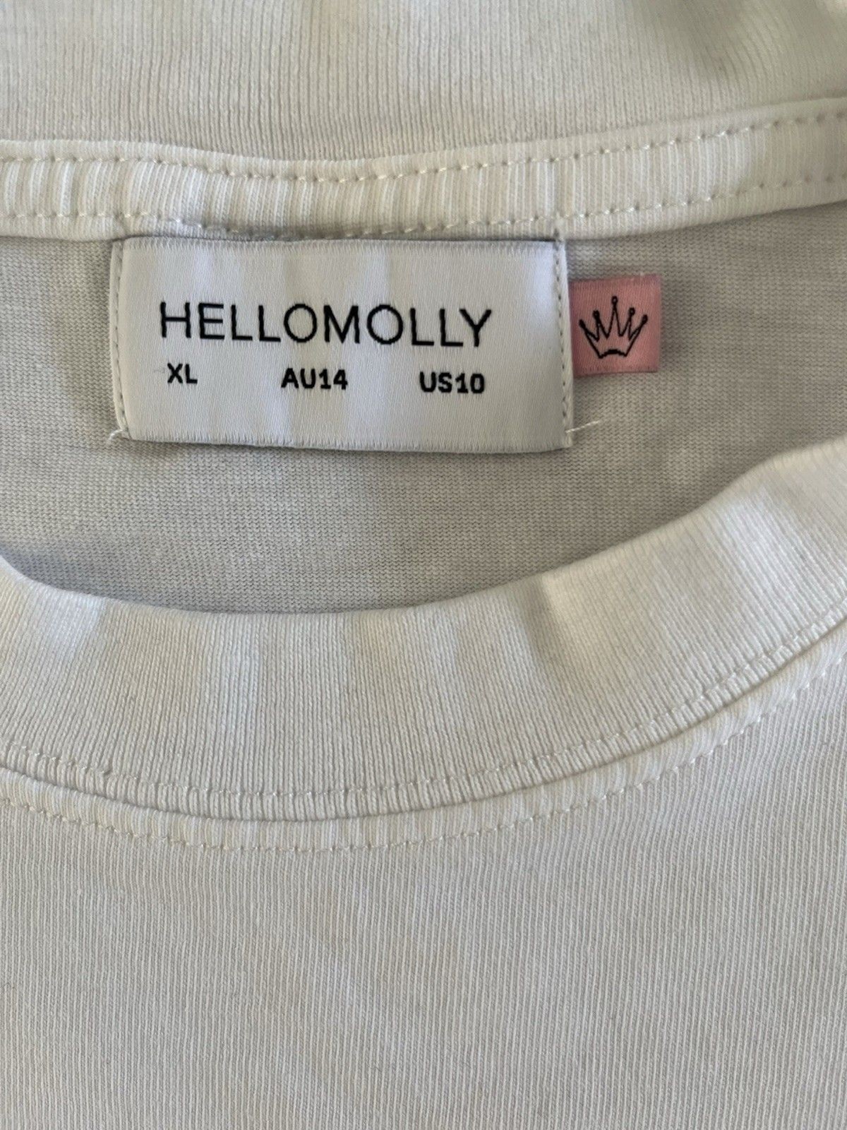 Hello Molly Womens Graphic Print T-shirt XL White Pink “Apre8 in LA” Preppy